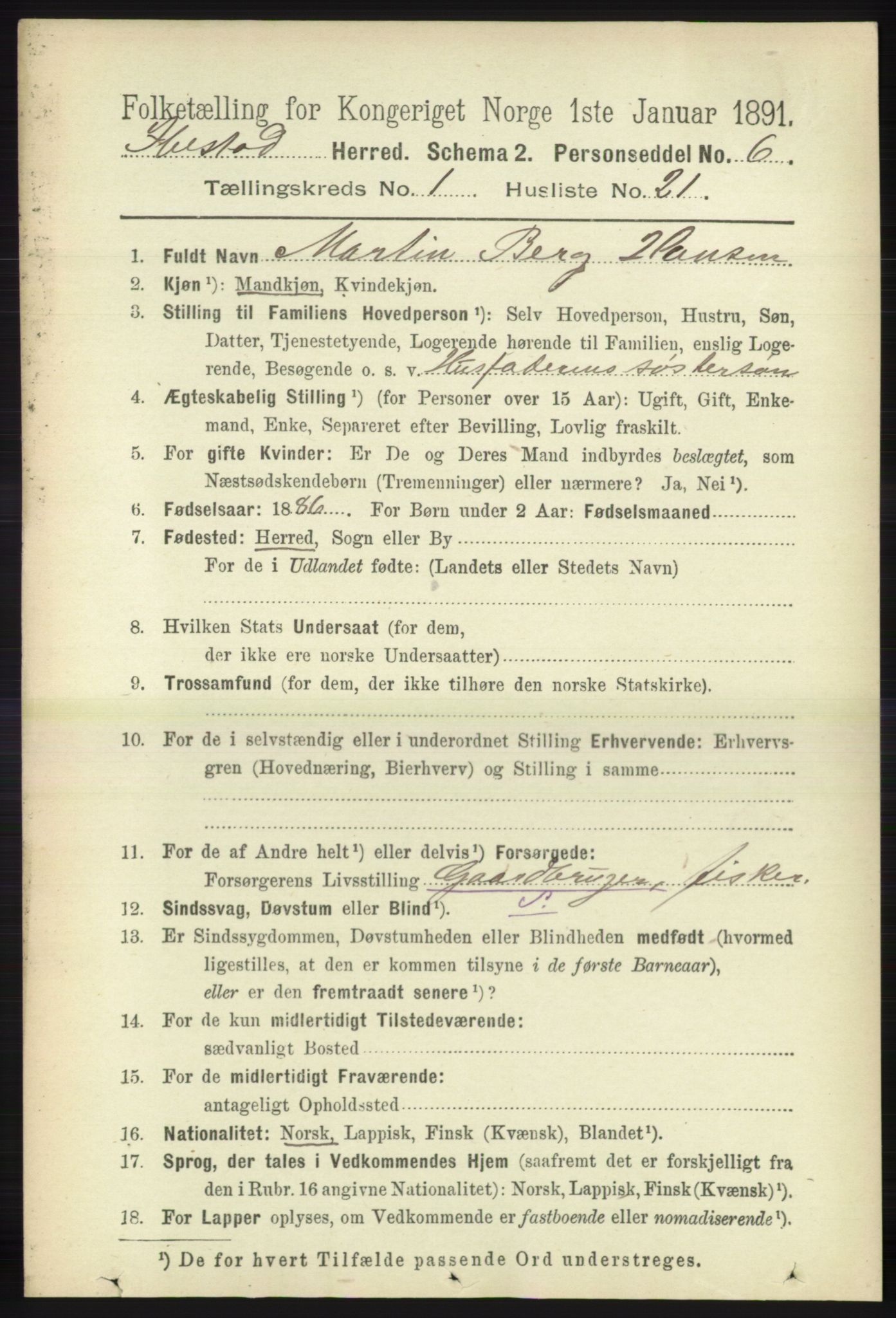 RA, 1891 census for 1917 Ibestad, 1891, p. 272