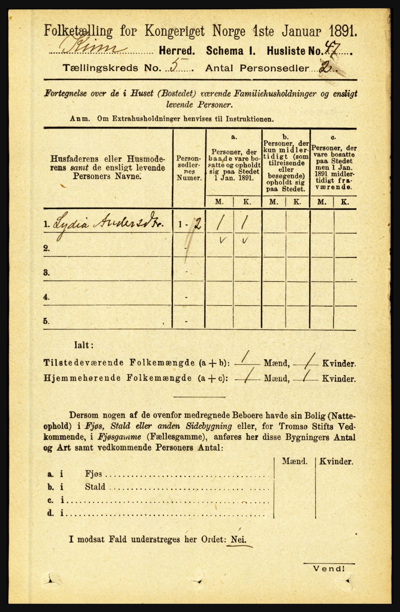RA, 1891 census for 1437 Kinn, 1891, p. 1786