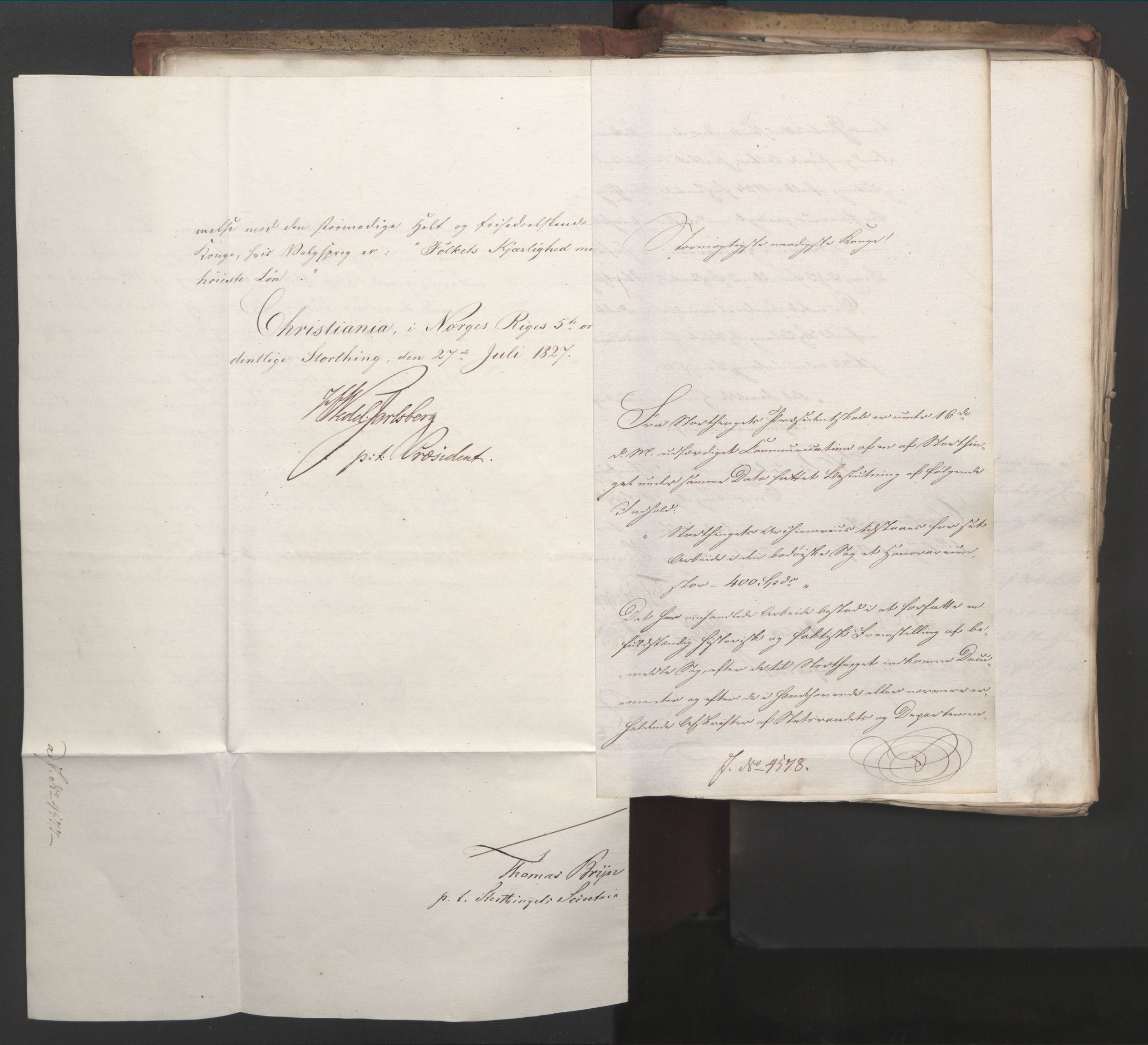 Statsrådsavdelingen i Stockholm, AV/RA-S-1003/D/Da/L0052: Regjeringsinnstillinger nr. 4566-4799, 1827, p. 42