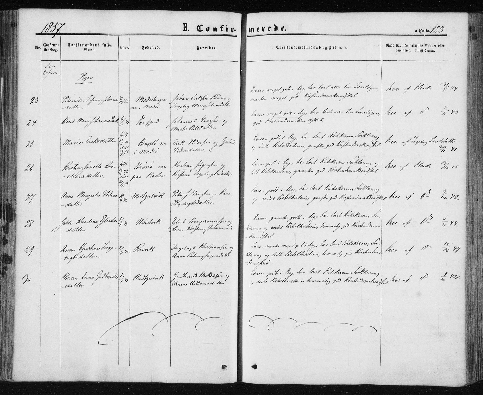 Ministerialprotokoller, klokkerbøker og fødselsregistre - Nord-Trøndelag, SAT/A-1458/780/L0641: Parish register (official) no. 780A06, 1857-1874, p. 123