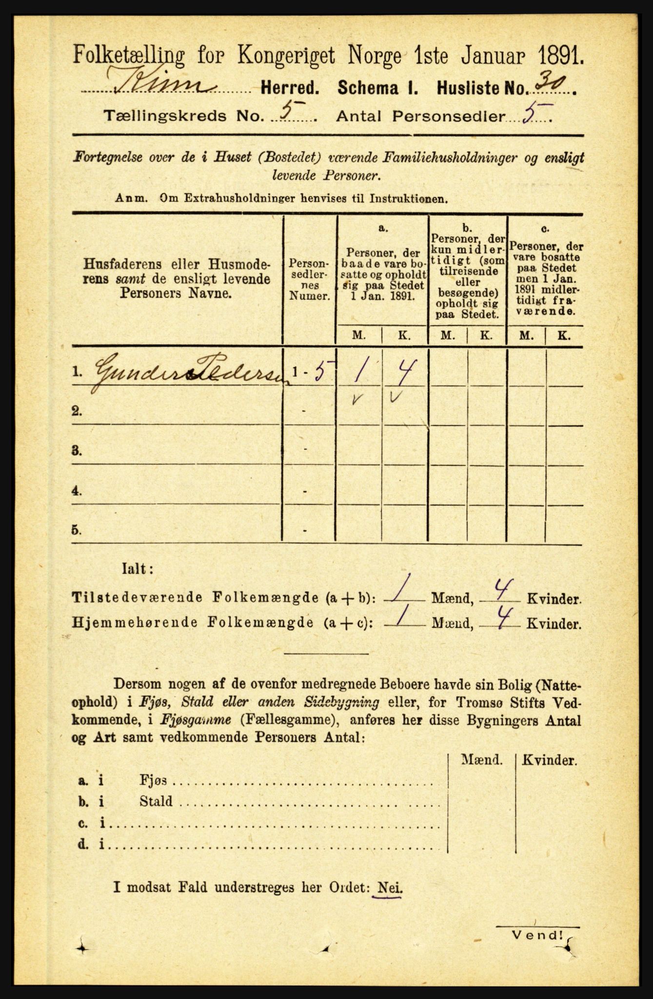 RA, 1891 census for 1437 Kinn, 1891, p. 1769