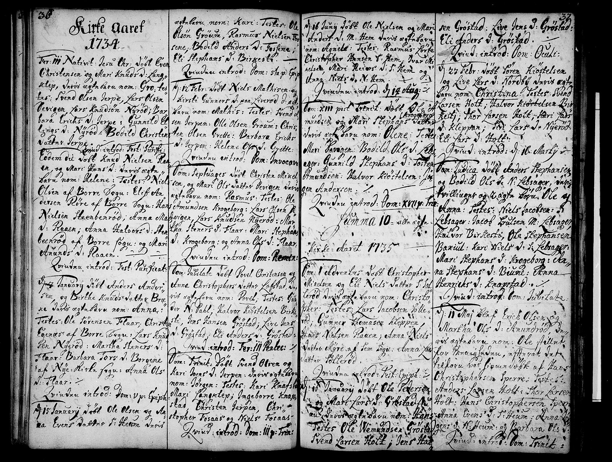 Våle kirkebøker, SAKO/A-334/F/Fa/L0004: Parish register (official) no. I 4 /1, 1732-1773, p. 36-37