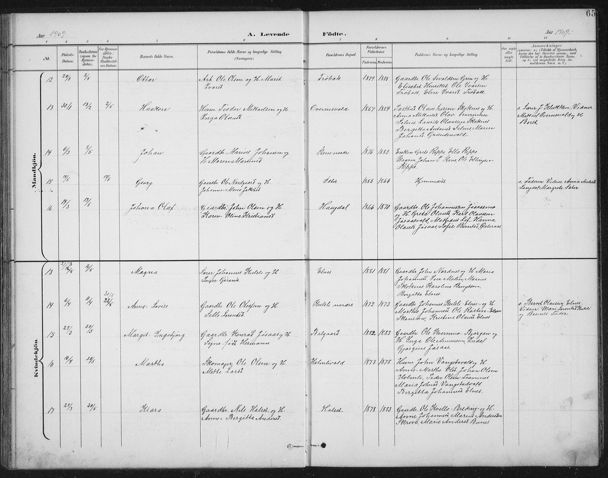 Ministerialprotokoller, klokkerbøker og fødselsregistre - Nord-Trøndelag, SAT/A-1458/724/L0269: Parish register (copy) no. 724C05, 1899-1920, p. 65