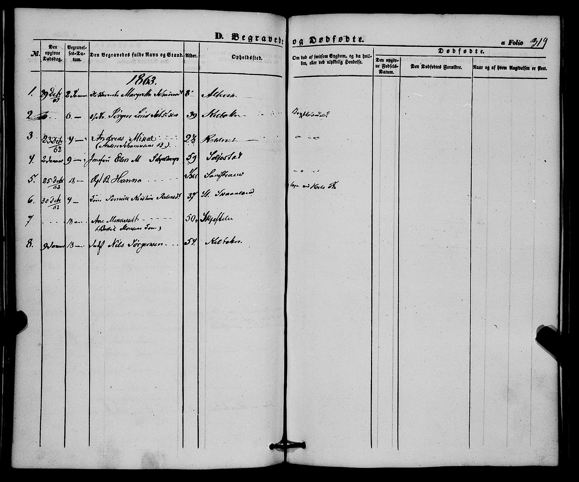 Trondenes sokneprestkontor, SATØ/S-1319/H/Ha/L0011kirke: Parish register (official) no. 11, 1853-1862, p. 319