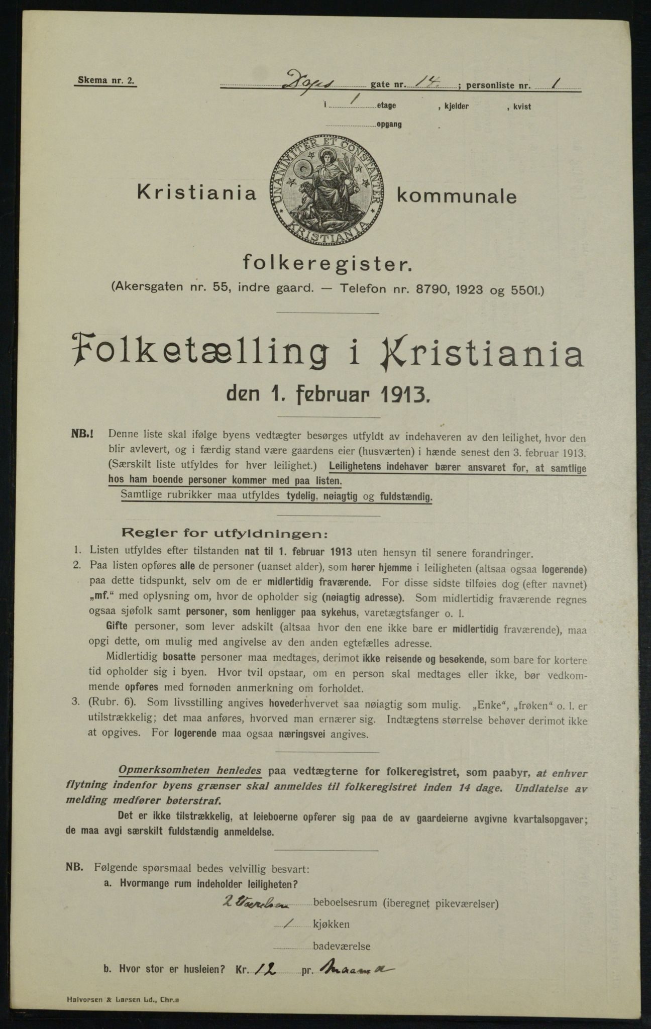 OBA, Municipal Census 1913 for Kristiania, 1913, p. 16062