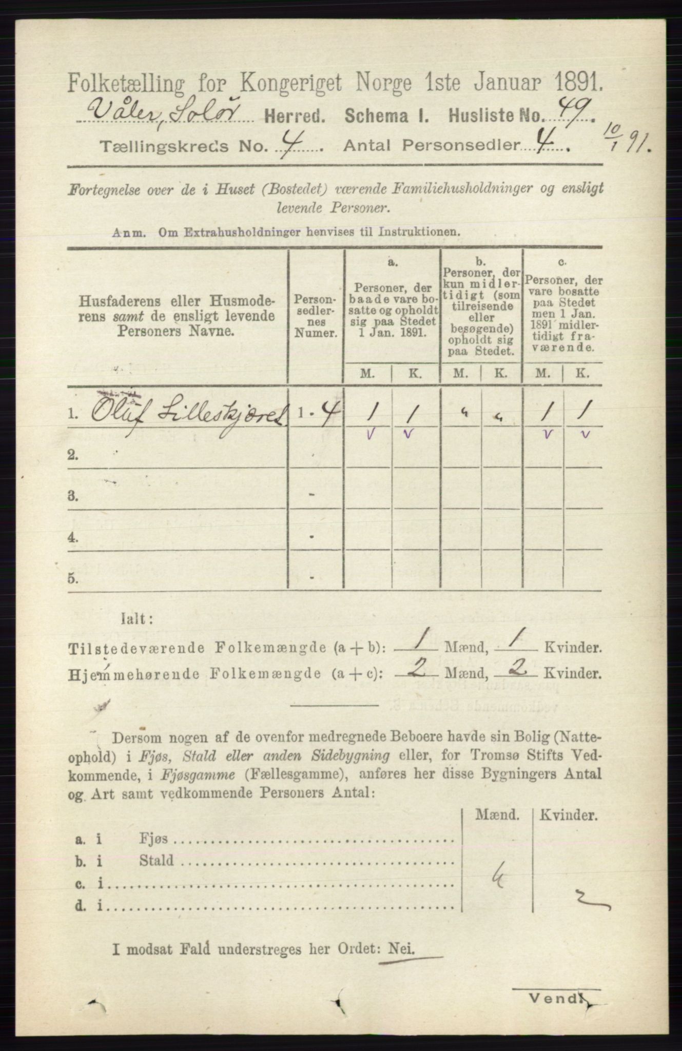 RA, 1891 census for 0426 Våler, 1891, p. 1454