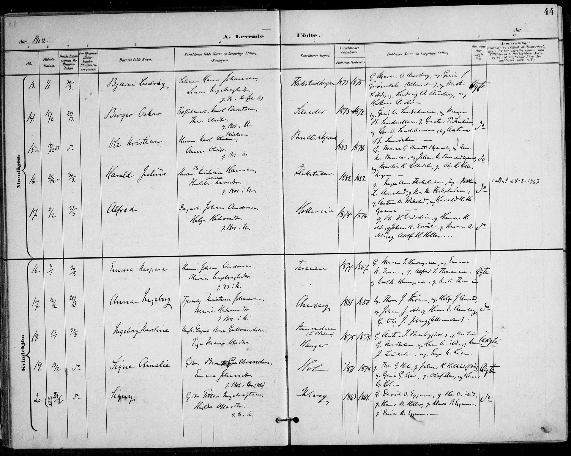 Nes prestekontor Kirkebøker, SAO/A-10410/F/Fa/L0011: Parish register (official) no. I 11, 1899-1918, p. 44