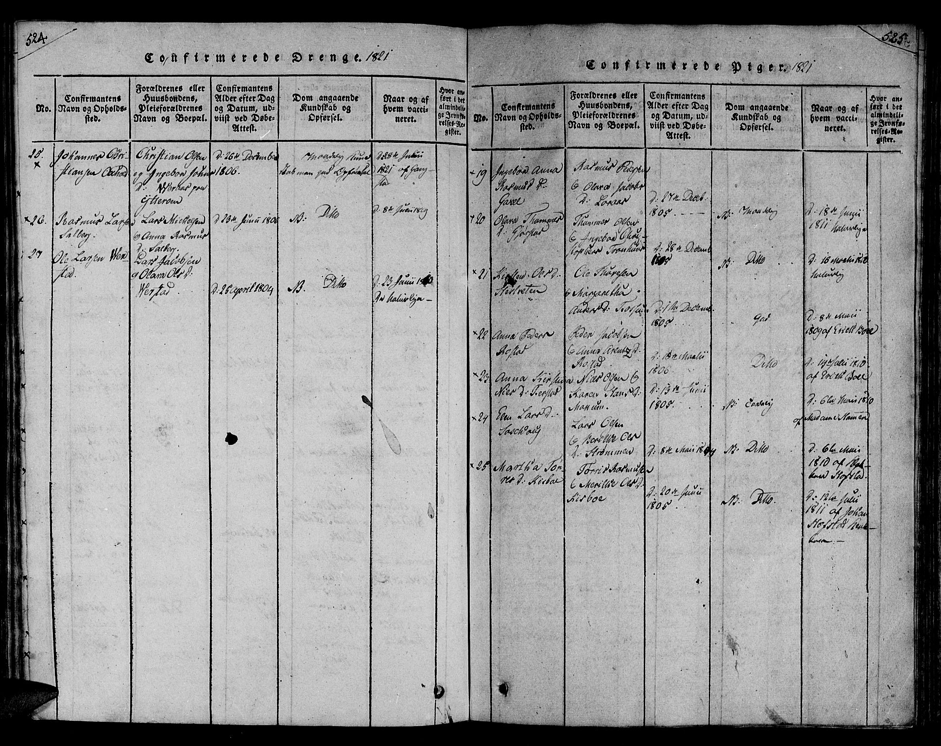 Ministerialprotokoller, klokkerbøker og fødselsregistre - Nord-Trøndelag, SAT/A-1458/730/L0275: Parish register (official) no. 730A04, 1816-1822, p. 524-525