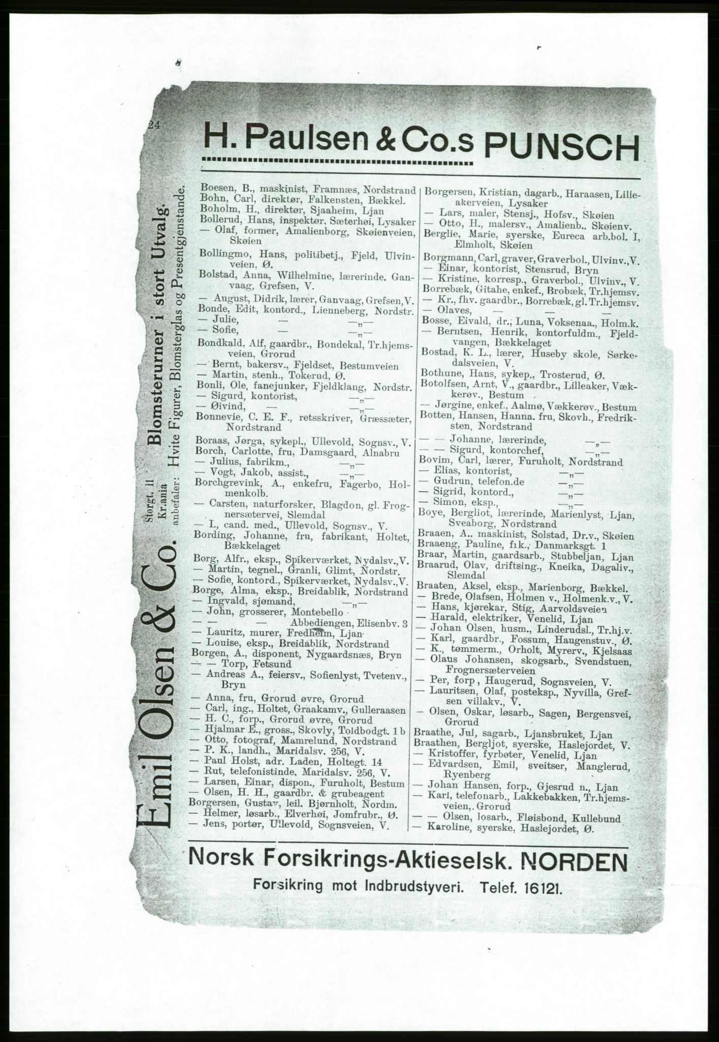 Aker adressebok/adressekalender, PUBL/001/A/001: Akers adressebok, 1916-1917, p. 24