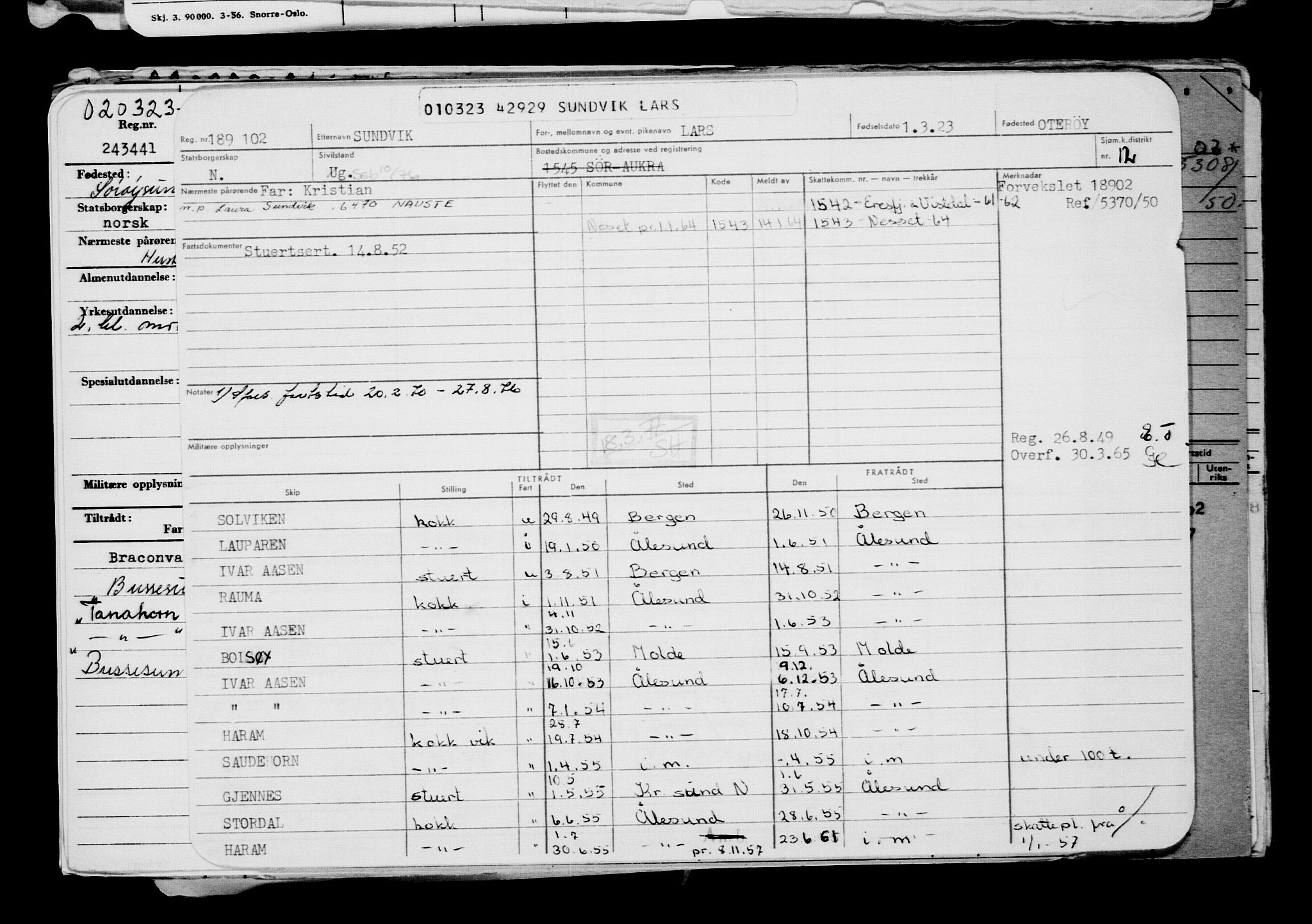 Direktoratet for sjømenn, AV/RA-S-3545/G/Gb/L0216: Hovedkort, 1923, p. 33