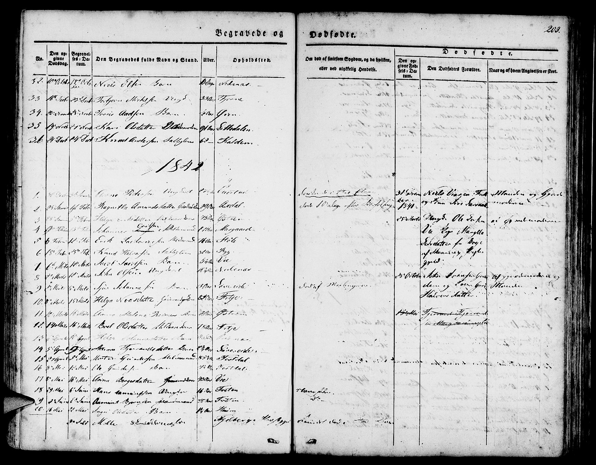 Etne sokneprestembete, AV/SAB-A-75001/H/Haa: Parish register (official) no. A 7, 1831-1847, p. 203