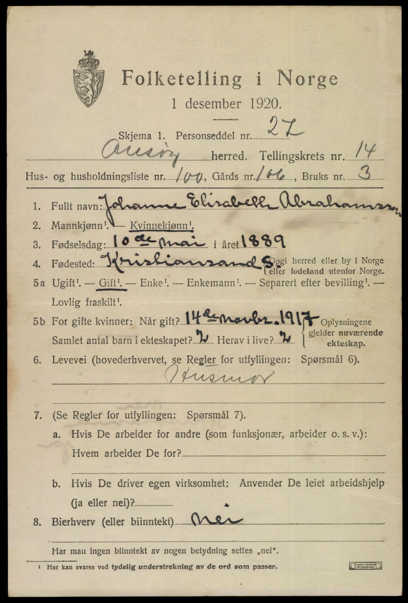 SAO, 1920 census for Onsøy, 1920, p. 17458