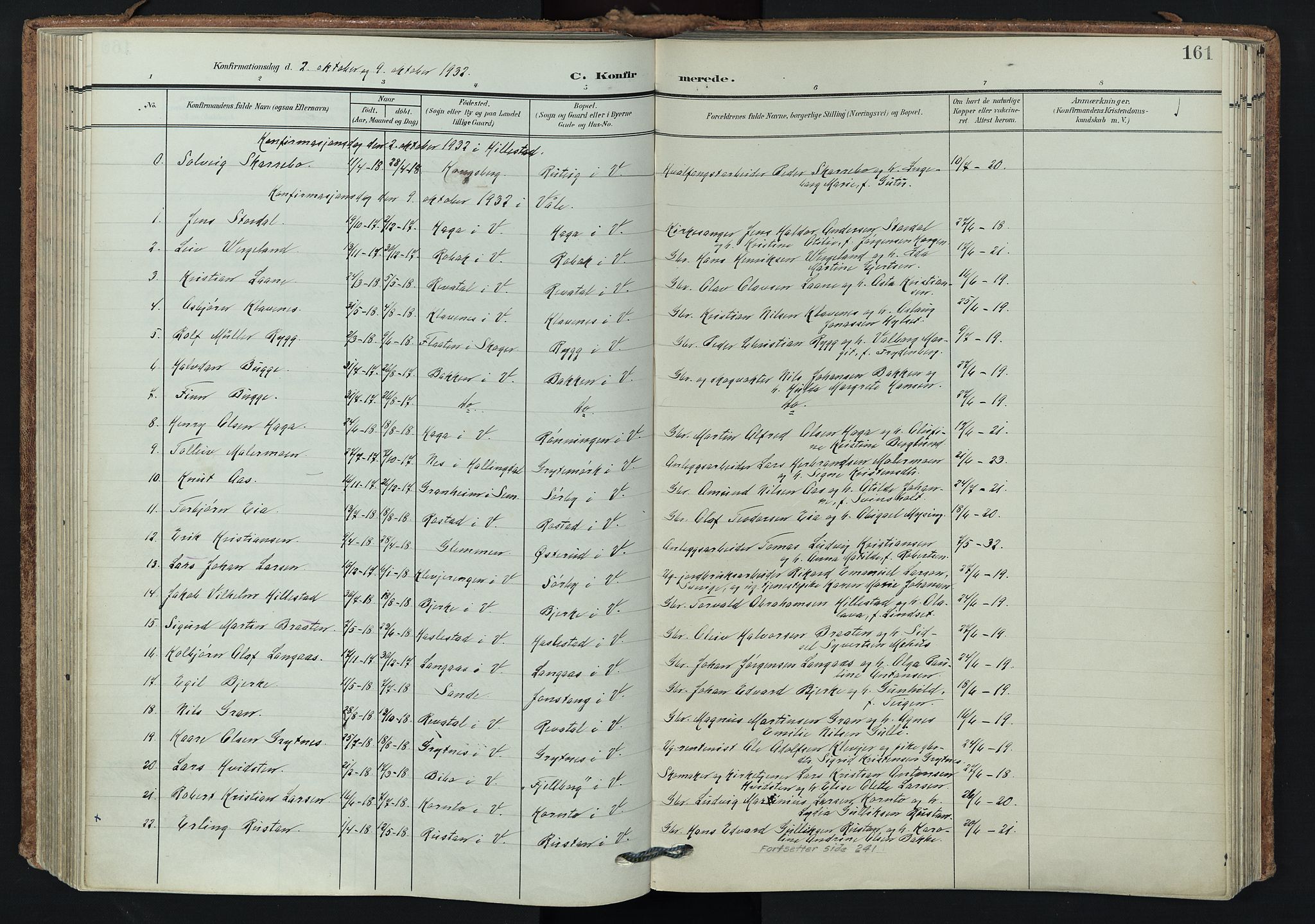 Våle kirkebøker, SAKO/A-334/F/Fa/L0012: Parish register (official) no. I 12, 1907-1934, p. 161