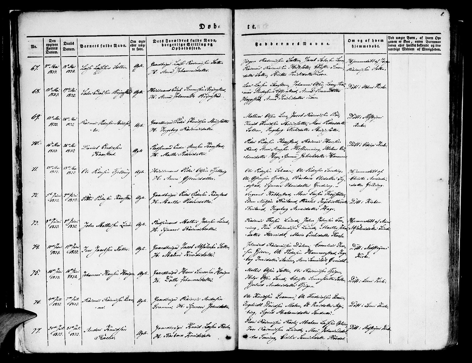 Innvik sokneprestembete, SAB/A-80501: Parish register (official) no. A 4I, 1831-1846, p. 8