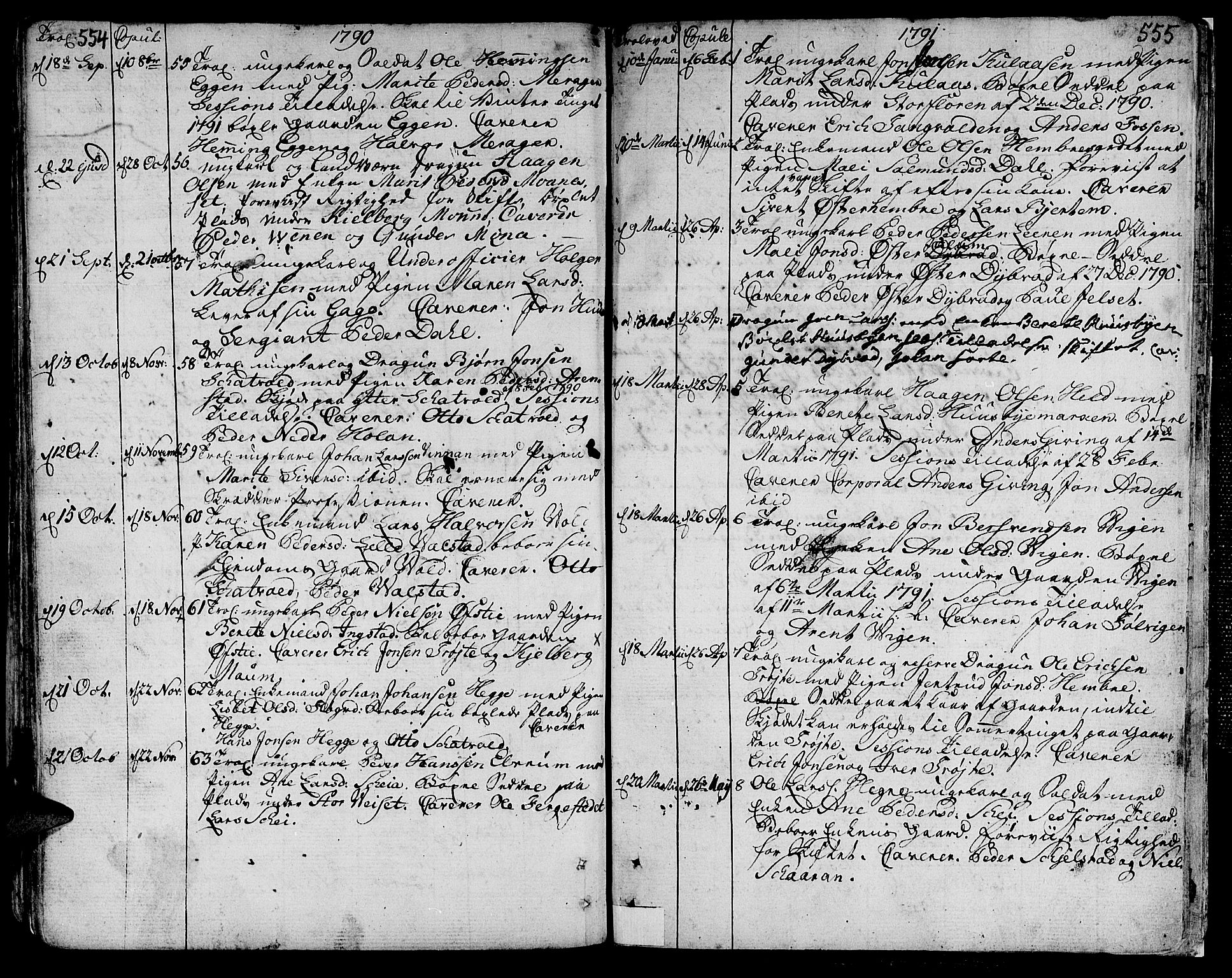 Ministerialprotokoller, klokkerbøker og fødselsregistre - Nord-Trøndelag, SAT/A-1458/709/L0059: Parish register (official) no. 709A06, 1781-1797, p. 554-555