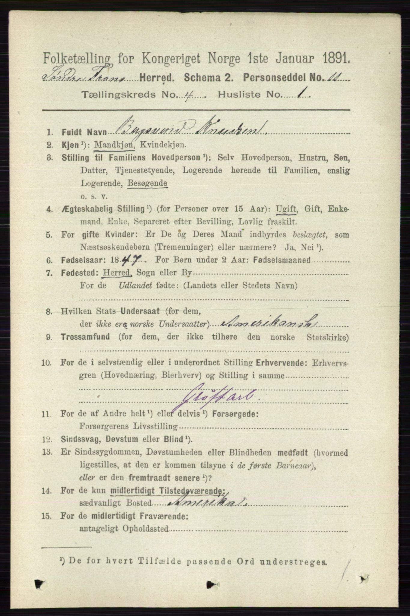 RA, 1891 census for 0519 Sør-Fron, 1891, p. 1425