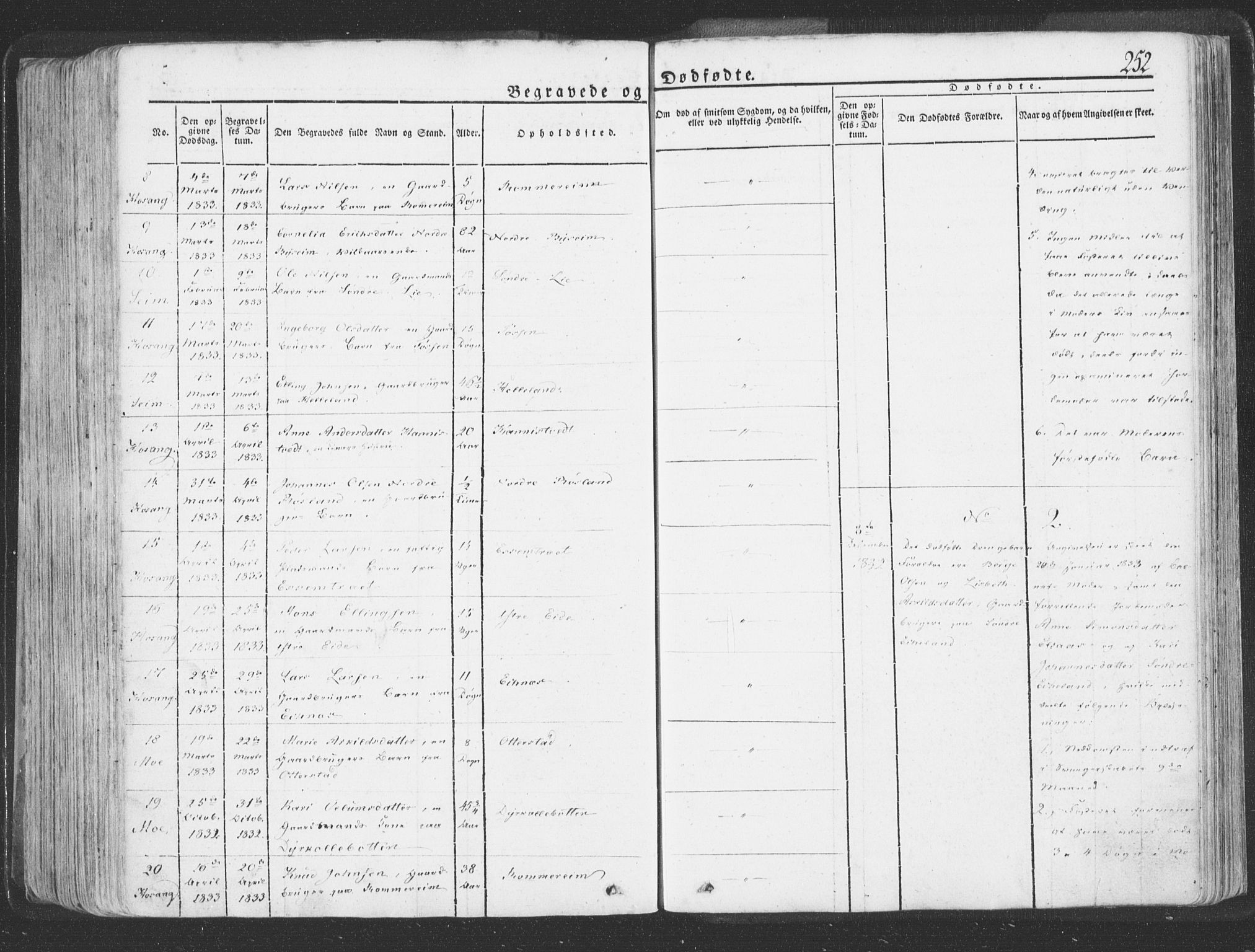 Hosanger sokneprestembete, AV/SAB-A-75801/H/Haa: Parish register (official) no. A 6, 1824-1835, p. 252