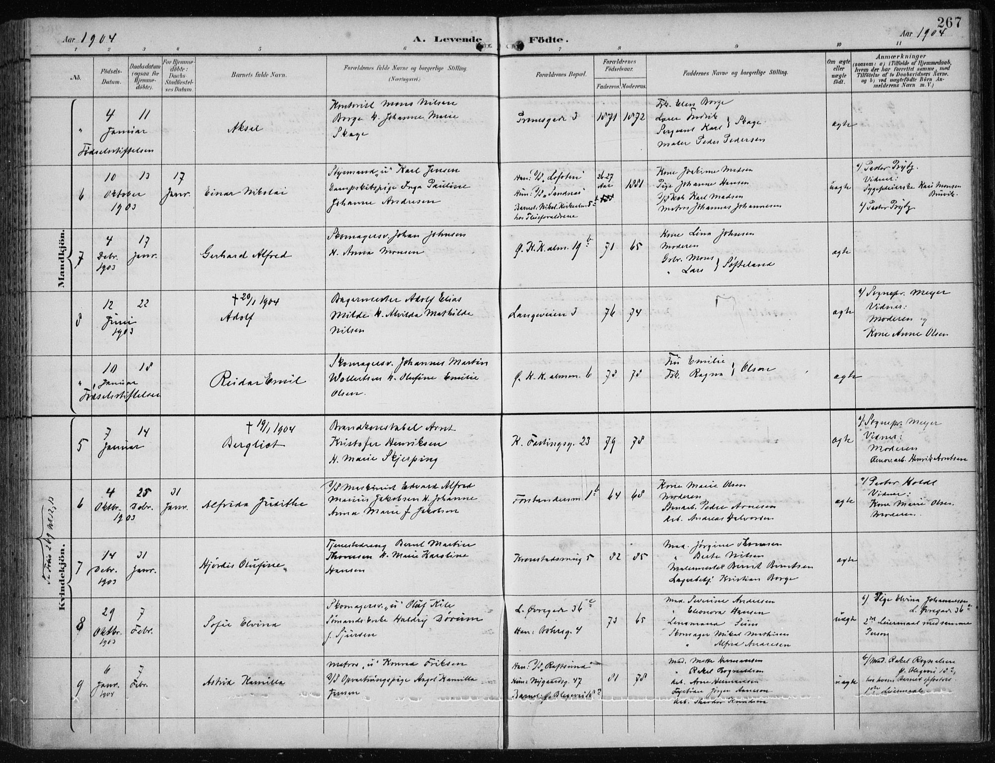 Korskirken sokneprestembete, AV/SAB-A-76101/H/Hab: Parish register (copy) no. B 10, 1896-1905, p. 267