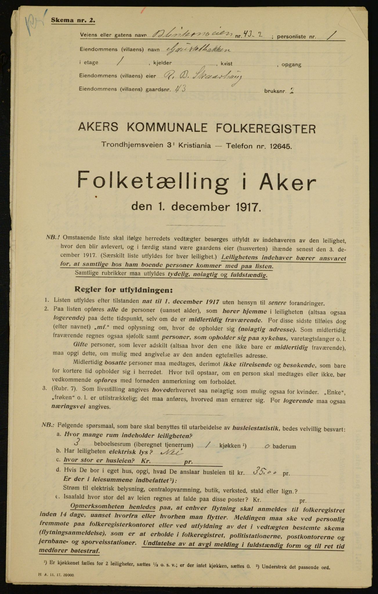 OBA, Municipal Census 1917 for Aker, 1917, p. 10408