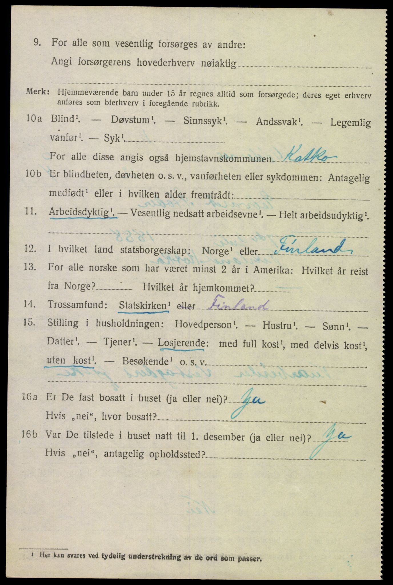 SAK, 1920 census for Oddernes, 1920, p. 4444