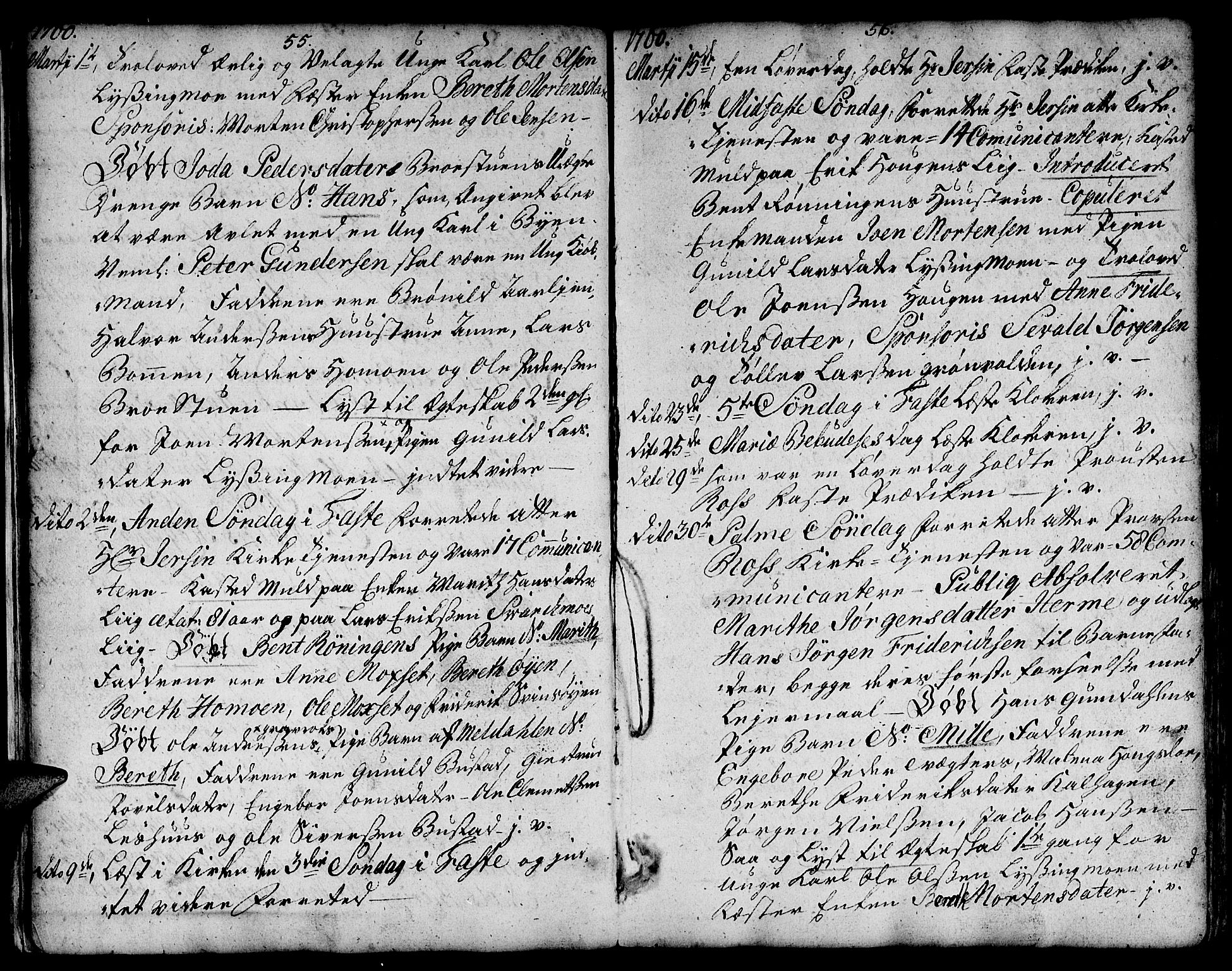 Ministerialprotokoller, klokkerbøker og fødselsregistre - Sør-Trøndelag, SAT/A-1456/671/L0840: Parish register (official) no. 671A02, 1756-1794, p. 55-56