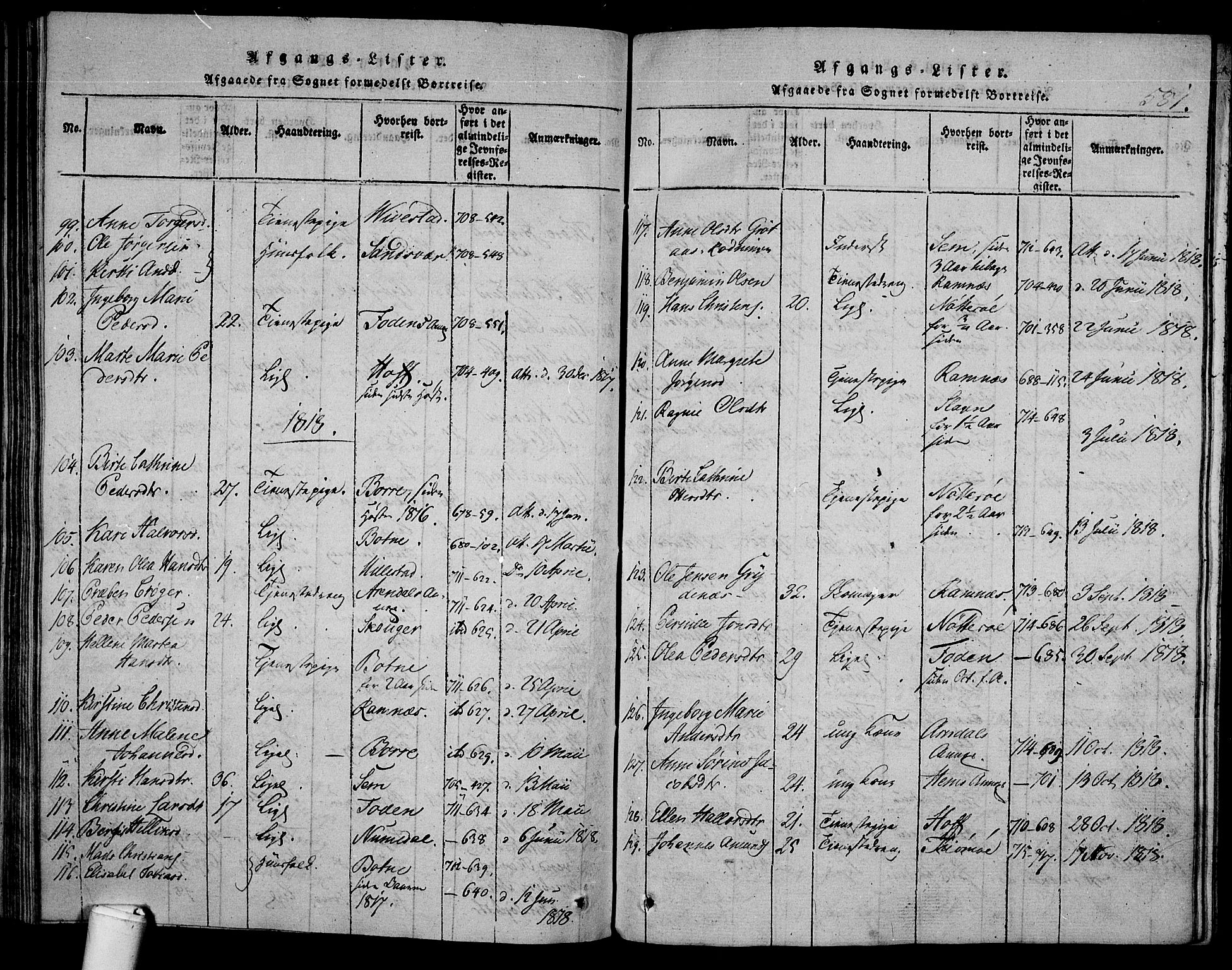 Våle kirkebøker, SAKO/A-334/F/Fa/L0007: Parish register (official) no. I 7, 1814-1824, p. 580-581