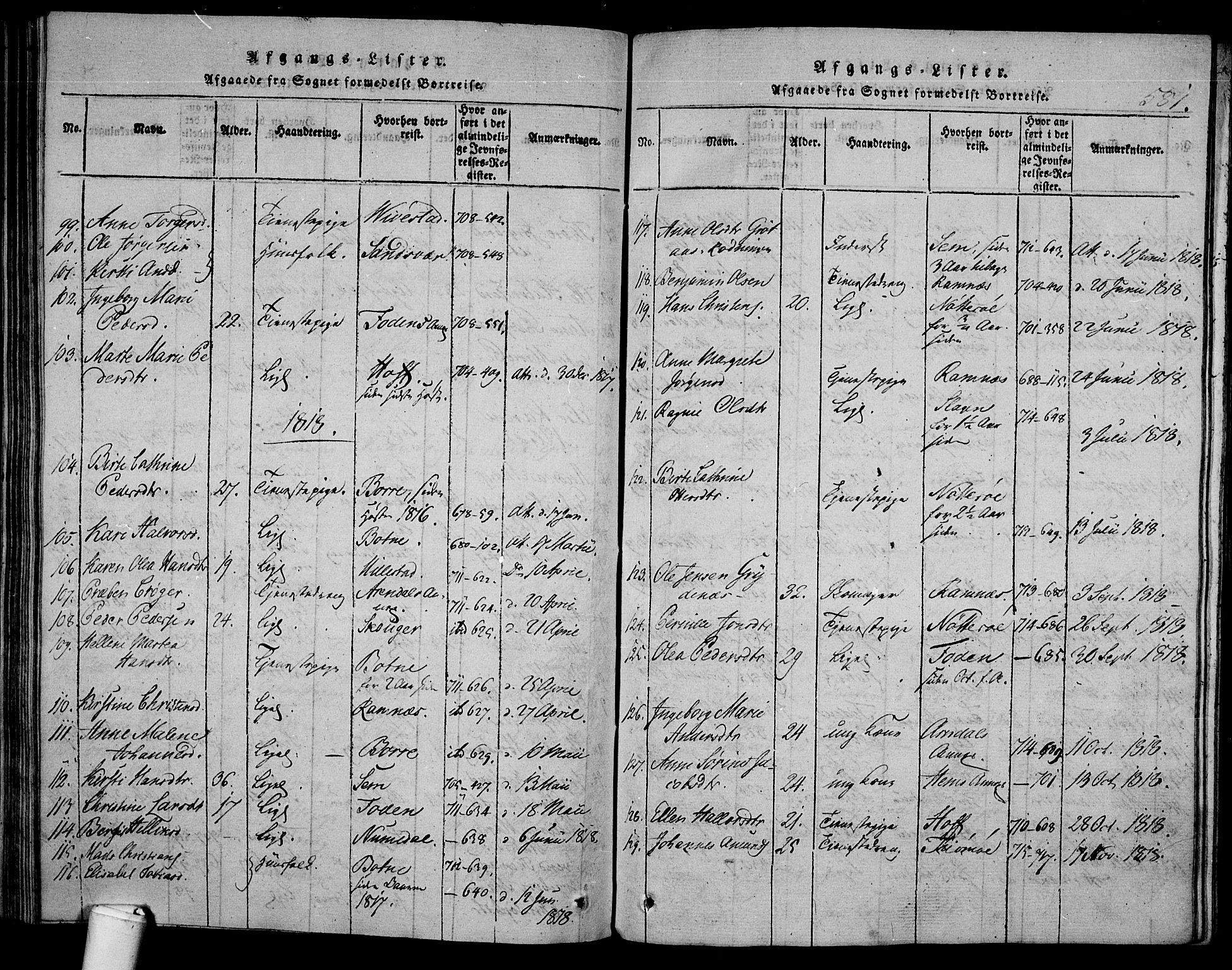 Våle kirkebøker, AV/SAKO-A-334/F/Fa/L0007: Parish register (official) no. I 7, 1814-1824, p. 580-581