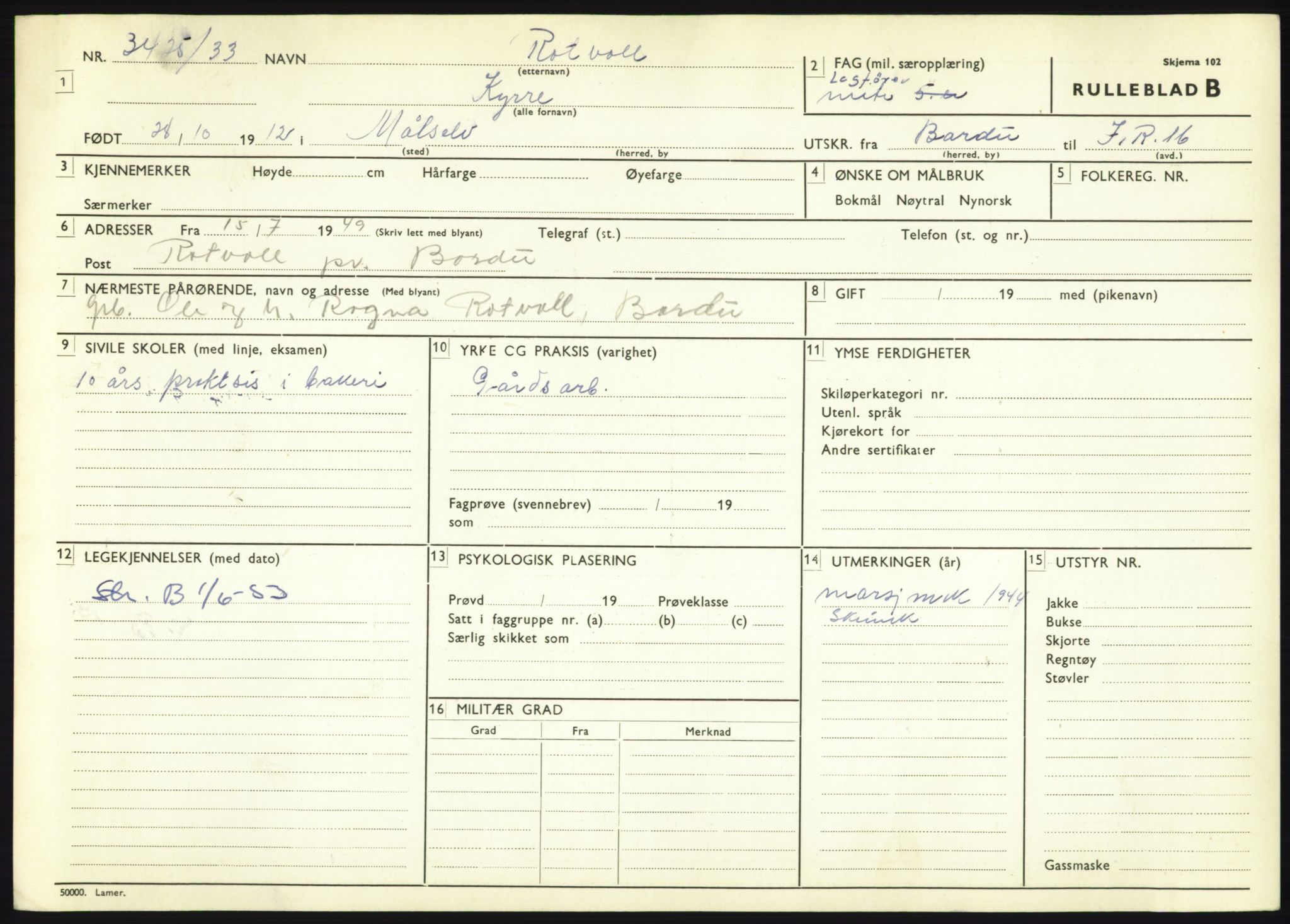 Forsvaret, Troms infanteriregiment nr. 16, AV/RA-RAFA-3146/P/Pa/L0017: Rulleblad for regimentets menige mannskaper, årsklasse 1933, 1933, p. 1117