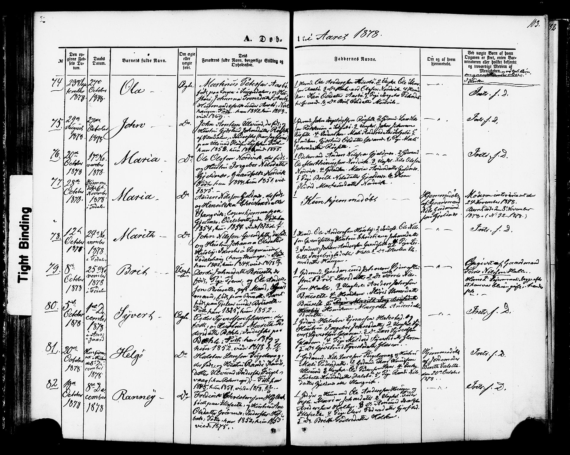 Ministerialprotokoller, klokkerbøker og fødselsregistre - Møre og Romsdal, SAT/A-1454/592/L1027: Parish register (official) no. 592A05, 1865-1878, p. 103