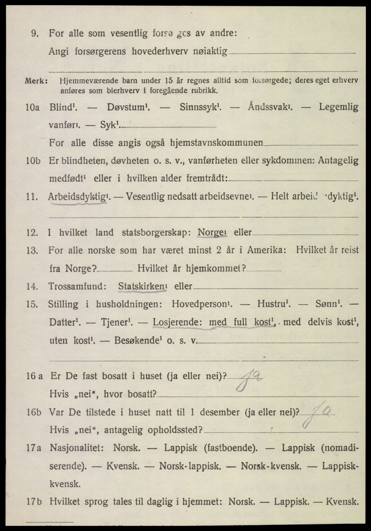 SAT, 1920 census for Kvam, 1920, p. 1786