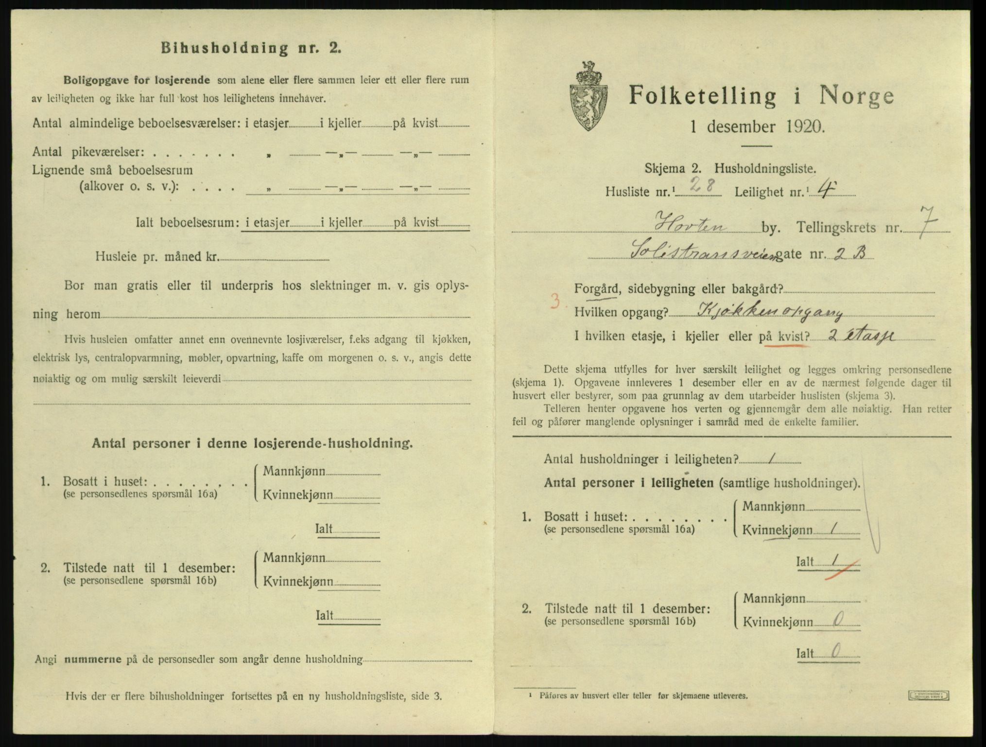 SAKO, 1920 census for Horten, 1920, p. 7293