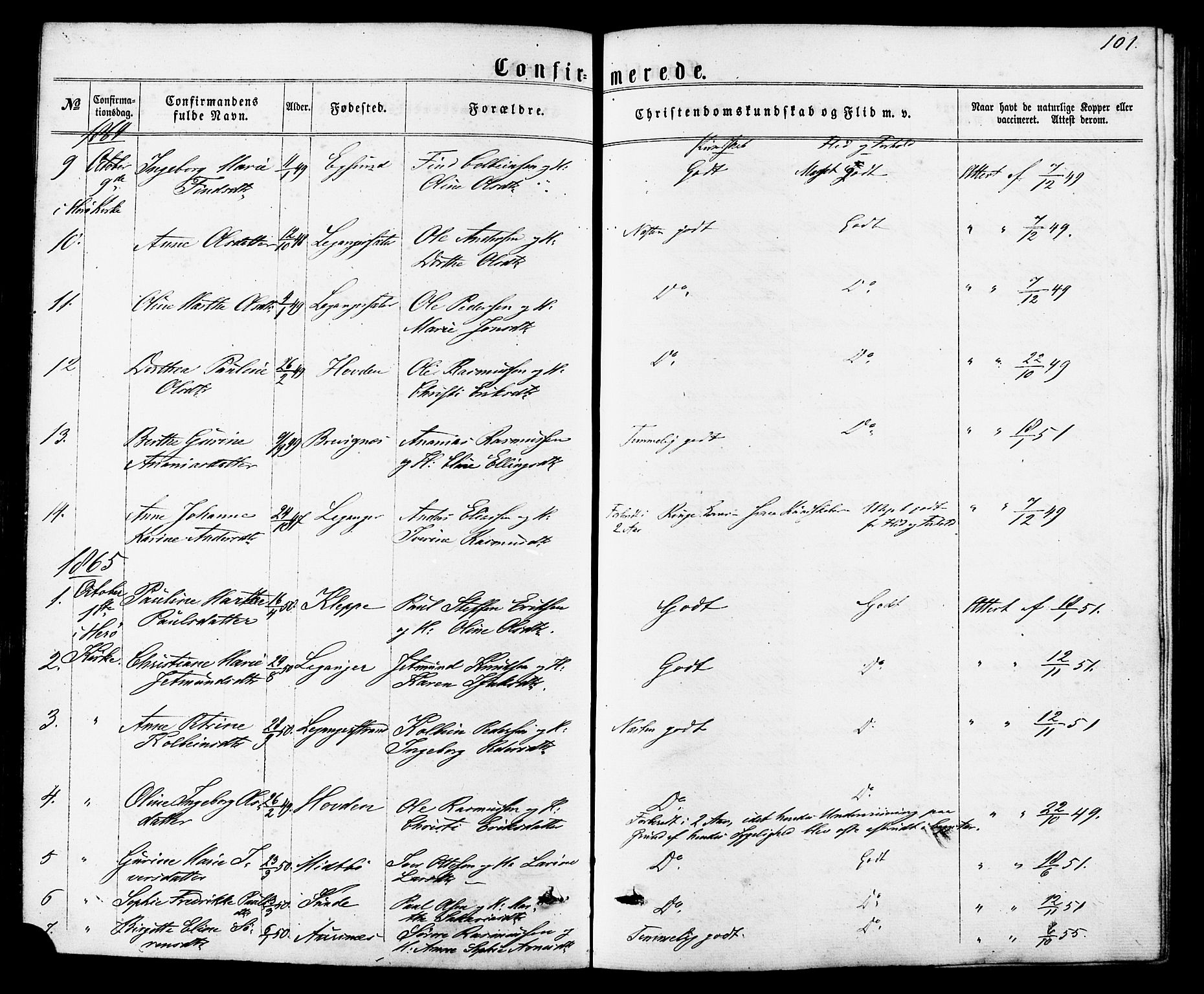 Ministerialprotokoller, klokkerbøker og fødselsregistre - Møre og Romsdal, SAT/A-1454/504/L0055: Parish register (official) no. 504A02, 1861-1884, p. 101