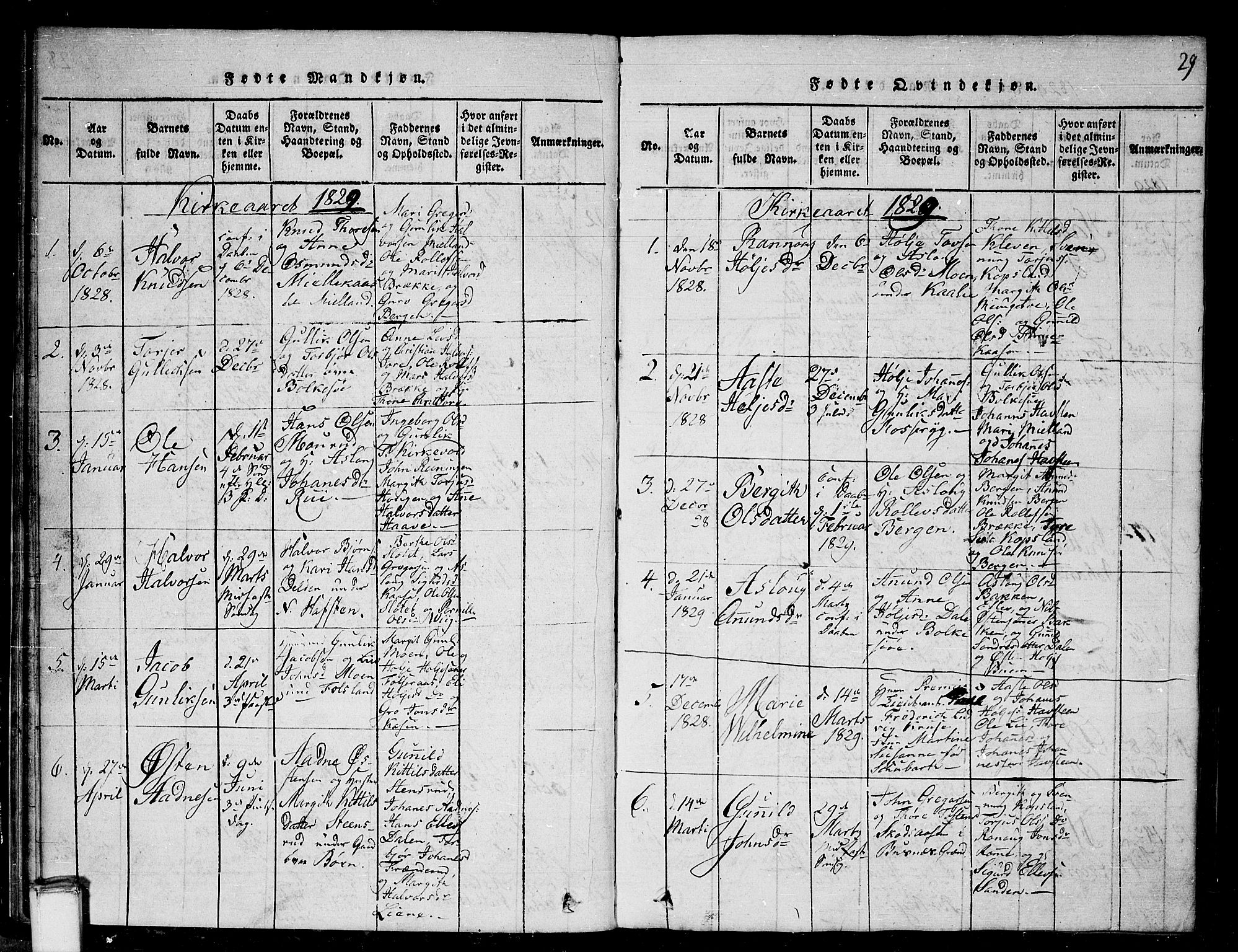 Gransherad kirkebøker, SAKO/A-267/G/Ga/L0001: Parish register (copy) no. I 1, 1815-1842, p. 29