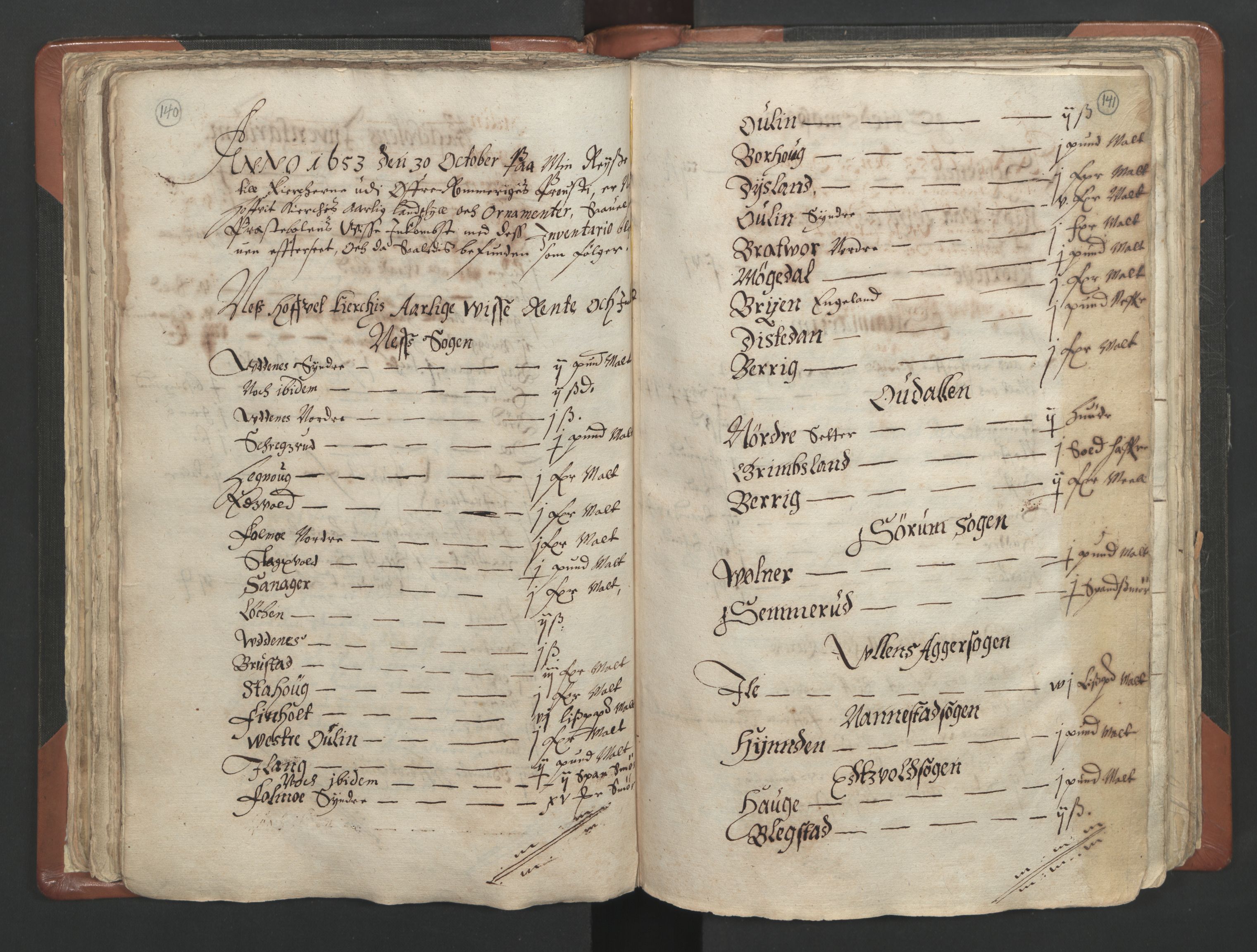 RA, Vicar's Census 1664-1666, no. 4: Øvre Romerike deanery, 1664-1666, p. 140-141