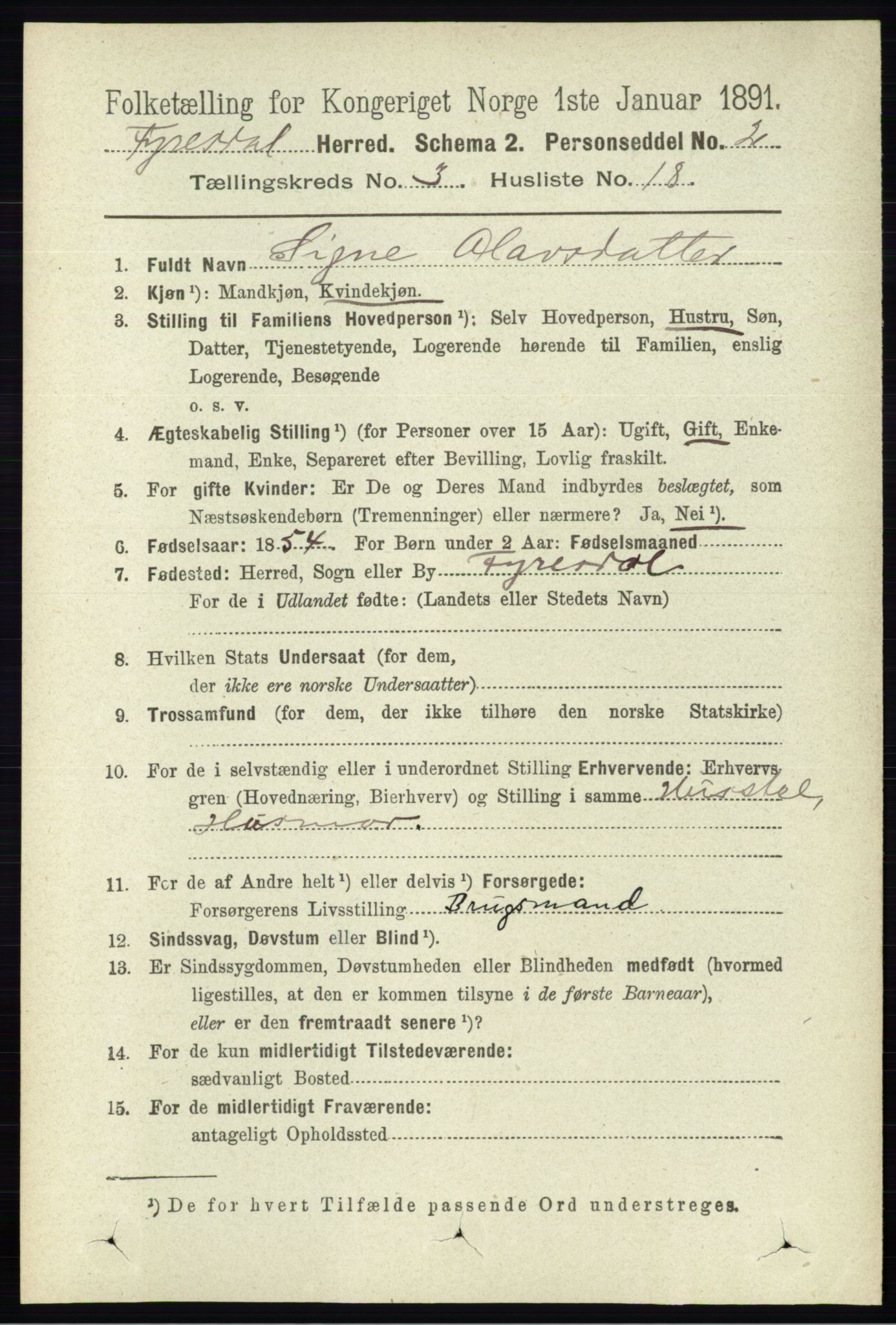 RA, 1891 census for 0831 Fyresdal, 1891, p. 569