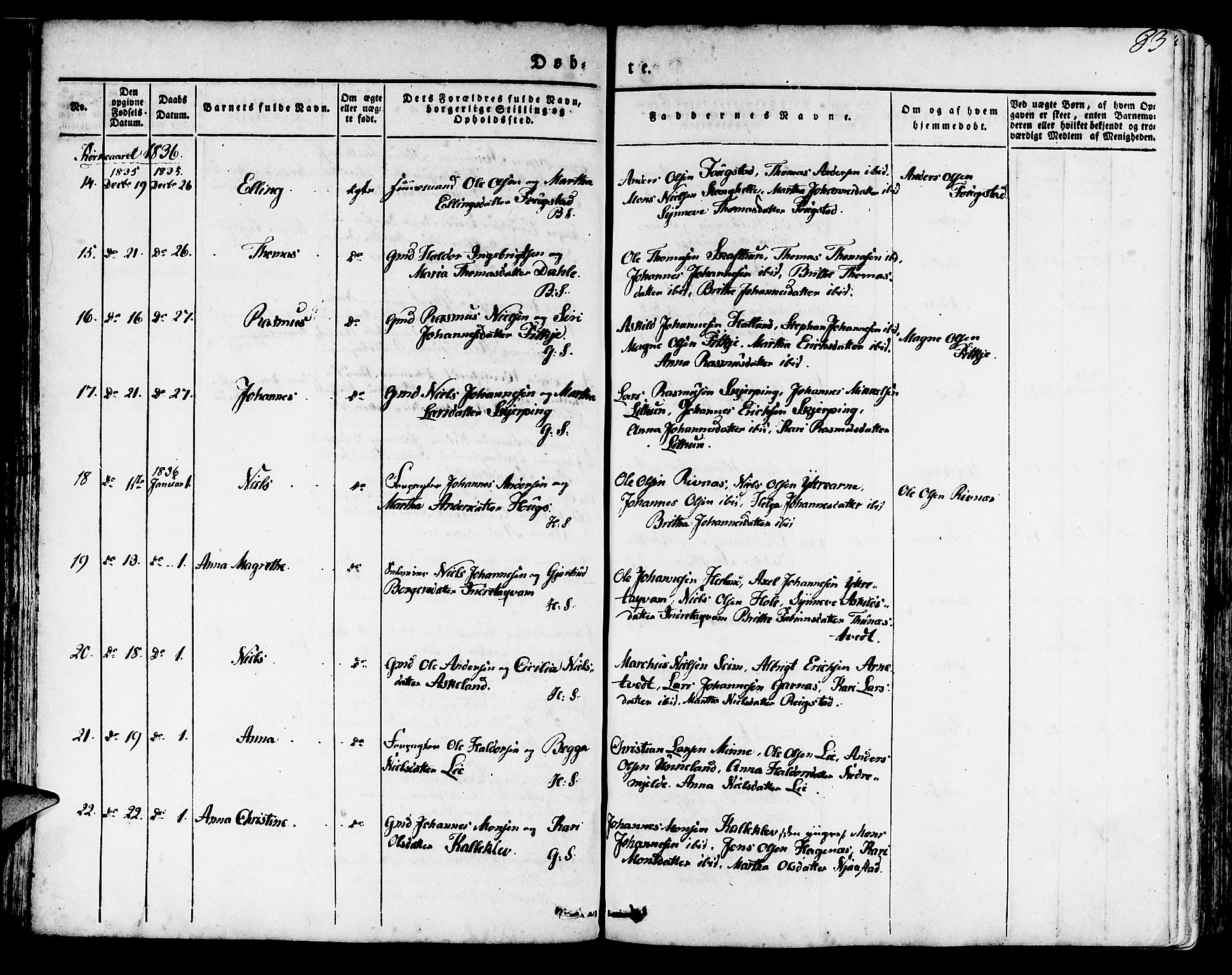 Haus sokneprestembete, AV/SAB-A-75601/H/Haa: Parish register (official) no. A 14, 1827-1838, p. 83