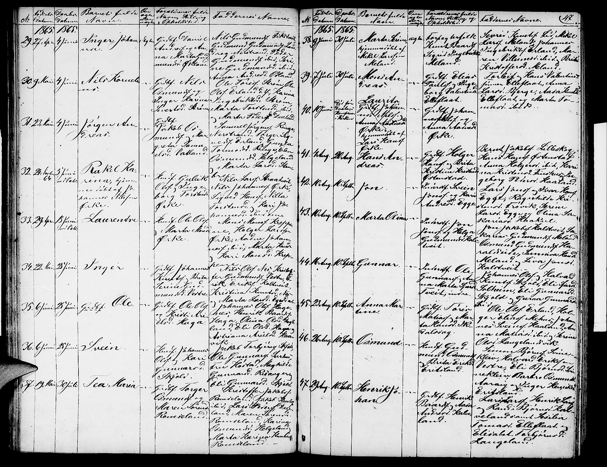 Skjold sokneprestkontor, AV/SAST-A-101847/H/Ha/Hab/L0003: Parish register (copy) no. B 3, 1850-1867, p. 47