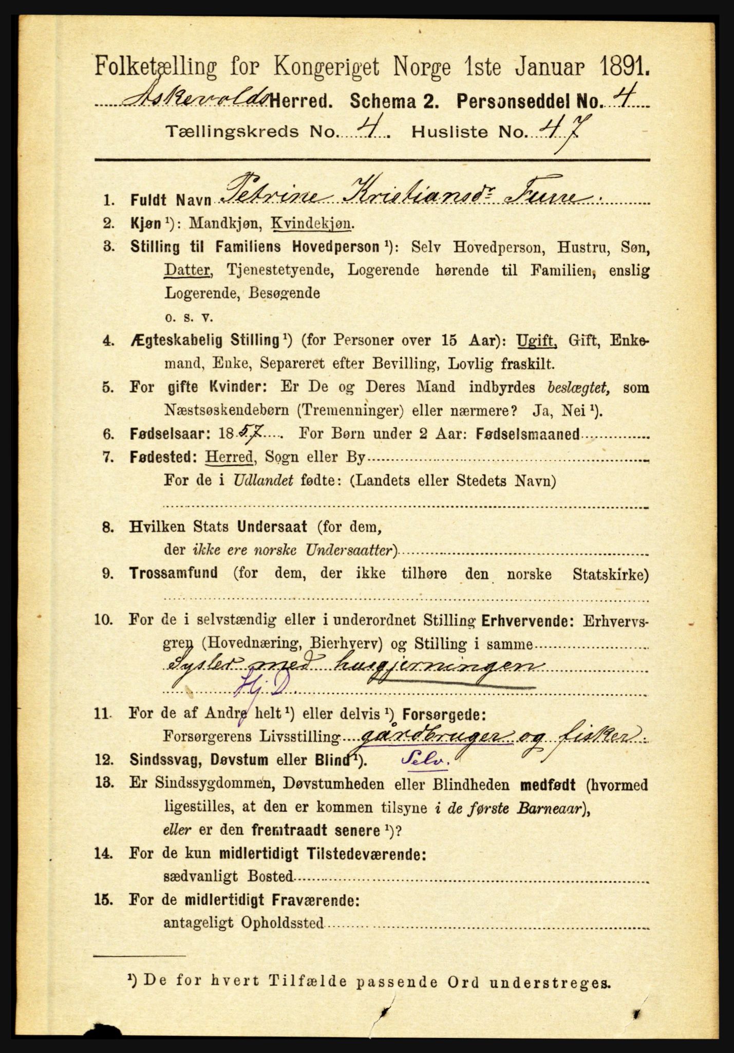 RA, 1891 census for 1428 Askvoll, 1891, p. 1469