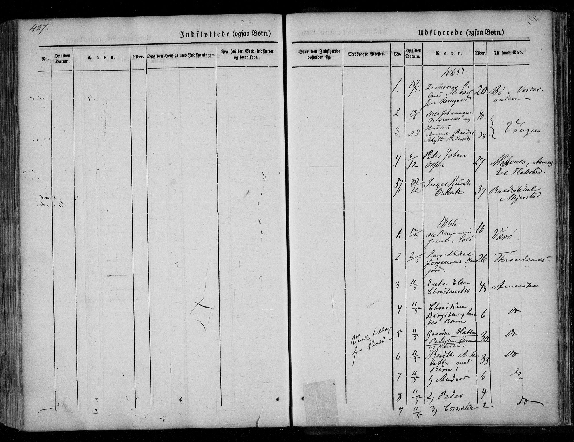 Ministerialprotokoller, klokkerbøker og fødselsregistre - Nordland, AV/SAT-A-1459/846/L0644: Parish register (official) no. 846A02, 1837-1872, p. 427