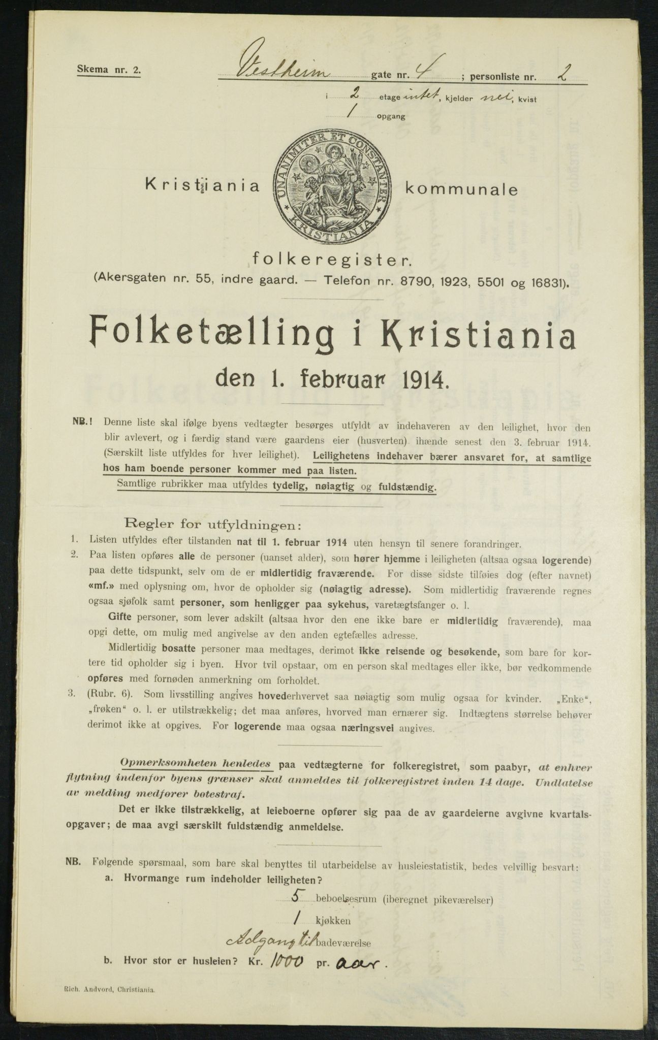 OBA, Municipal Census 1914 for Kristiania, 1914, p. 123499