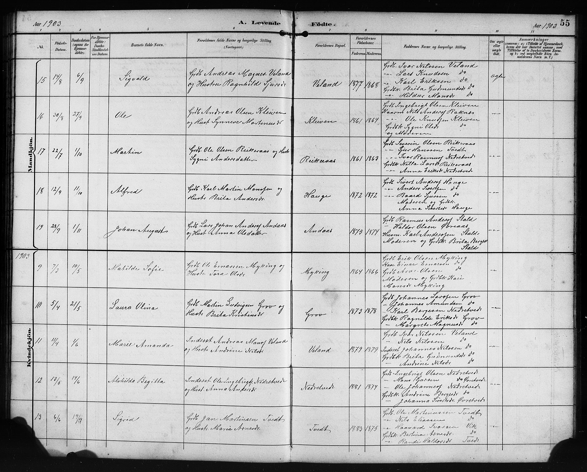 Lindås Sokneprestembete, SAB/A-76701/H/Hab: Parish register (copy) no. E 3, 1892-1905, p. 55