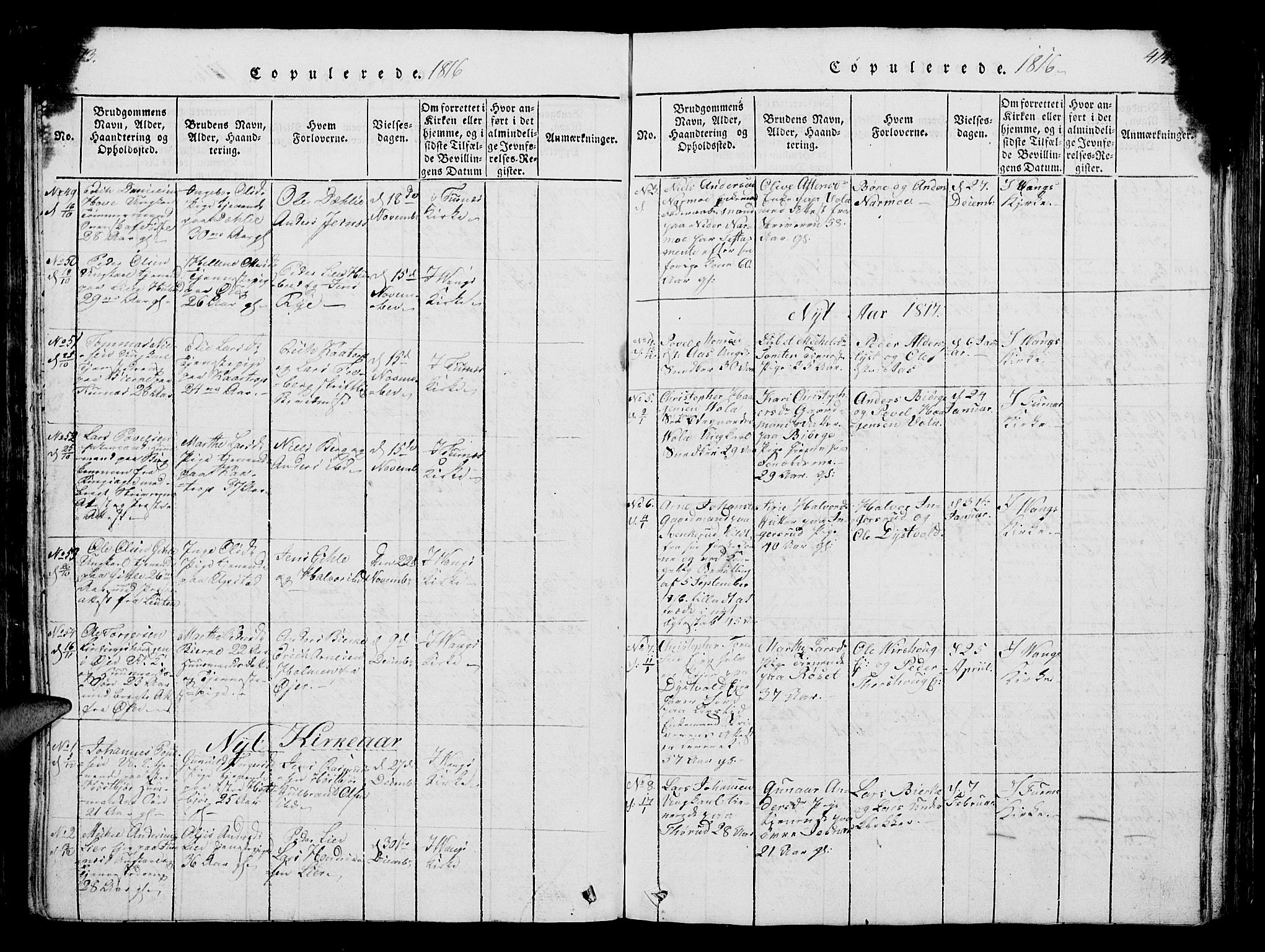 Vang prestekontor, Hedmark, SAH/PREST-008/H/Ha/Hab/L0004: Parish register (copy) no. 4, 1813-1827, p. 413-414