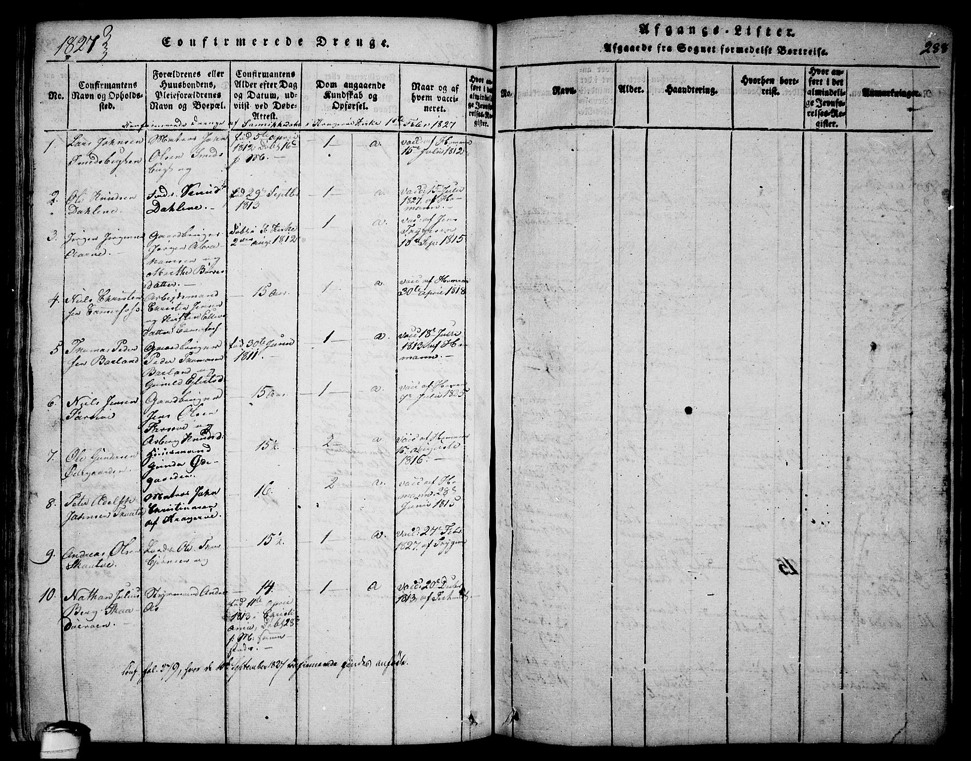 Sannidal kirkebøker, SAKO/A-296/F/Fa/L0004: Parish register (official) no. 4, 1814-1829, p. 288