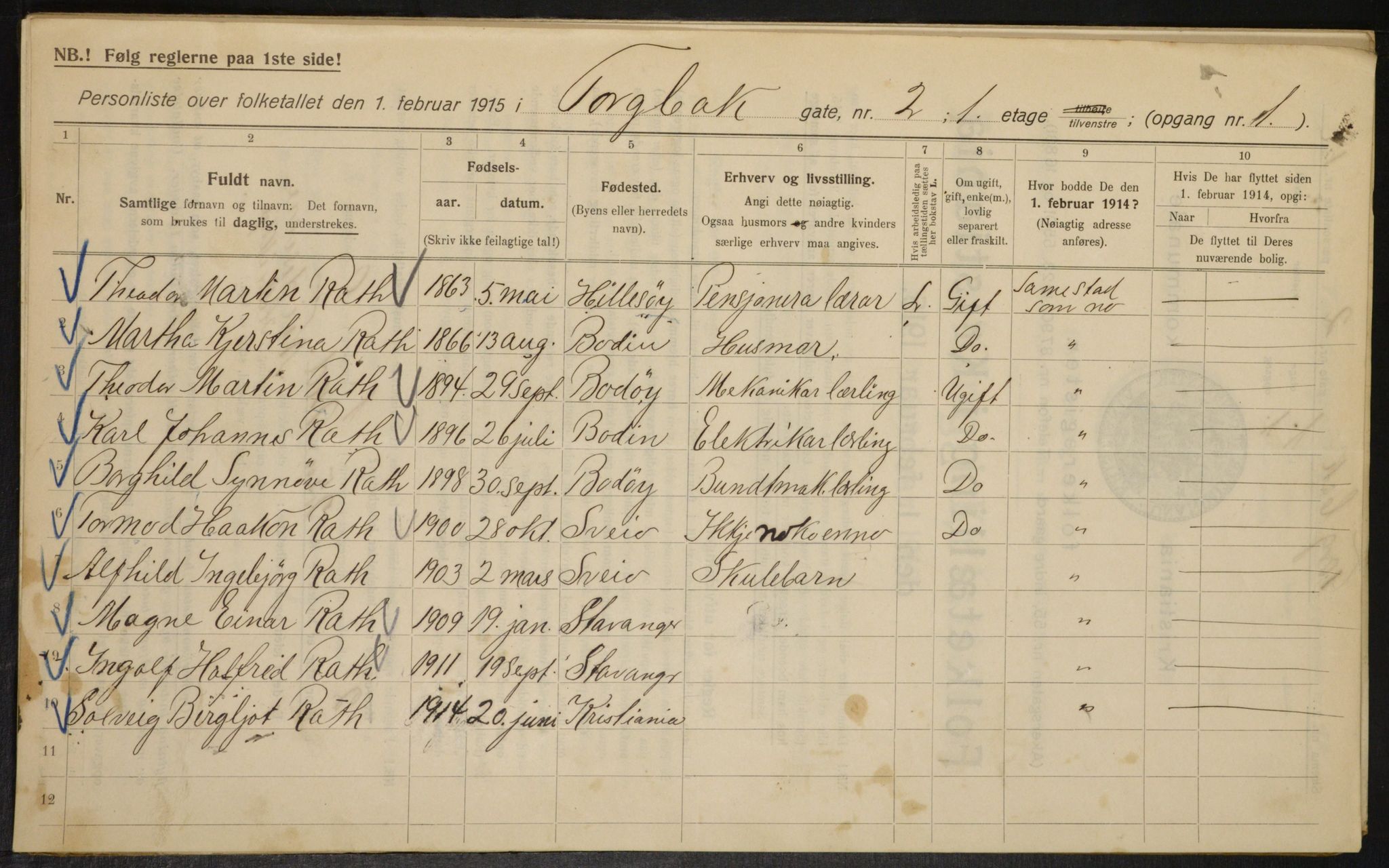 OBA, Municipal Census 1915 for Kristiania, 1915, p. 115321