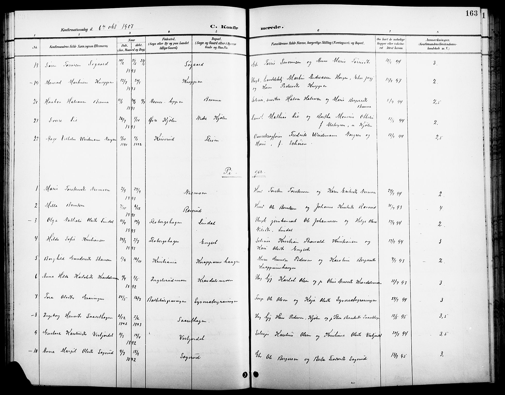 Åsnes prestekontor, AV/SAH-PREST-042/H/Ha/Hab/L0004: Parish register (copy) no. 4, 1895-1909, p. 163