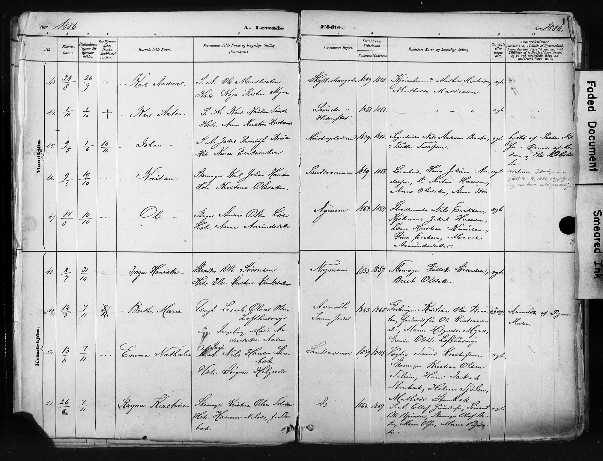 Kongsberg kirkebøker, AV/SAKO-A-22/F/Fb/L0002: Parish register (official) no. II 2, 1886-1896, p. 11