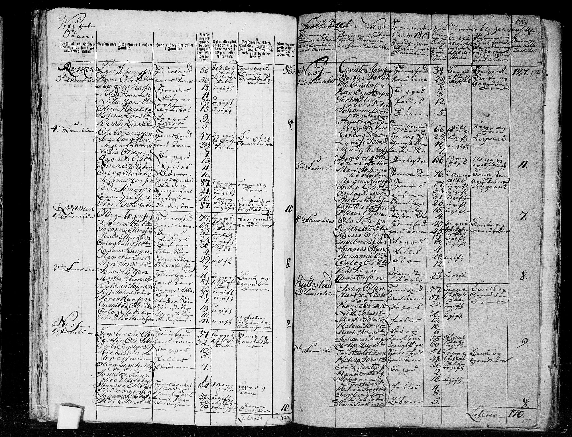 RA, 1801 census for 1430P Indre Holmedal, 1801, p. 392b-393a