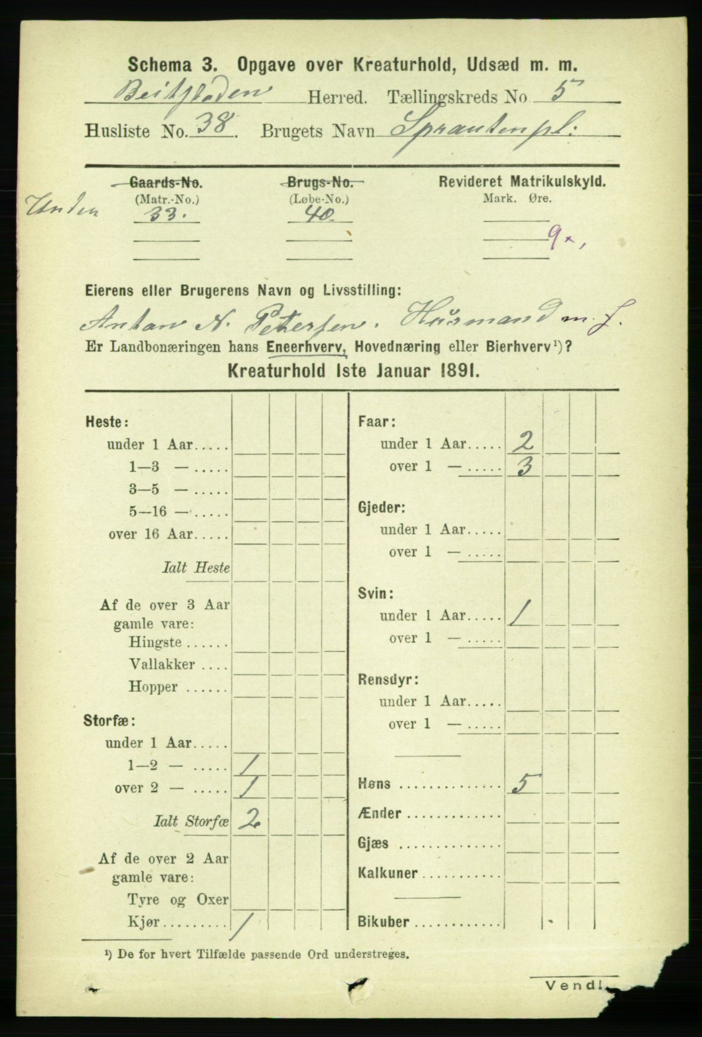 RA, 1891 census for 1727 Beitstad, 1891, p. 5868