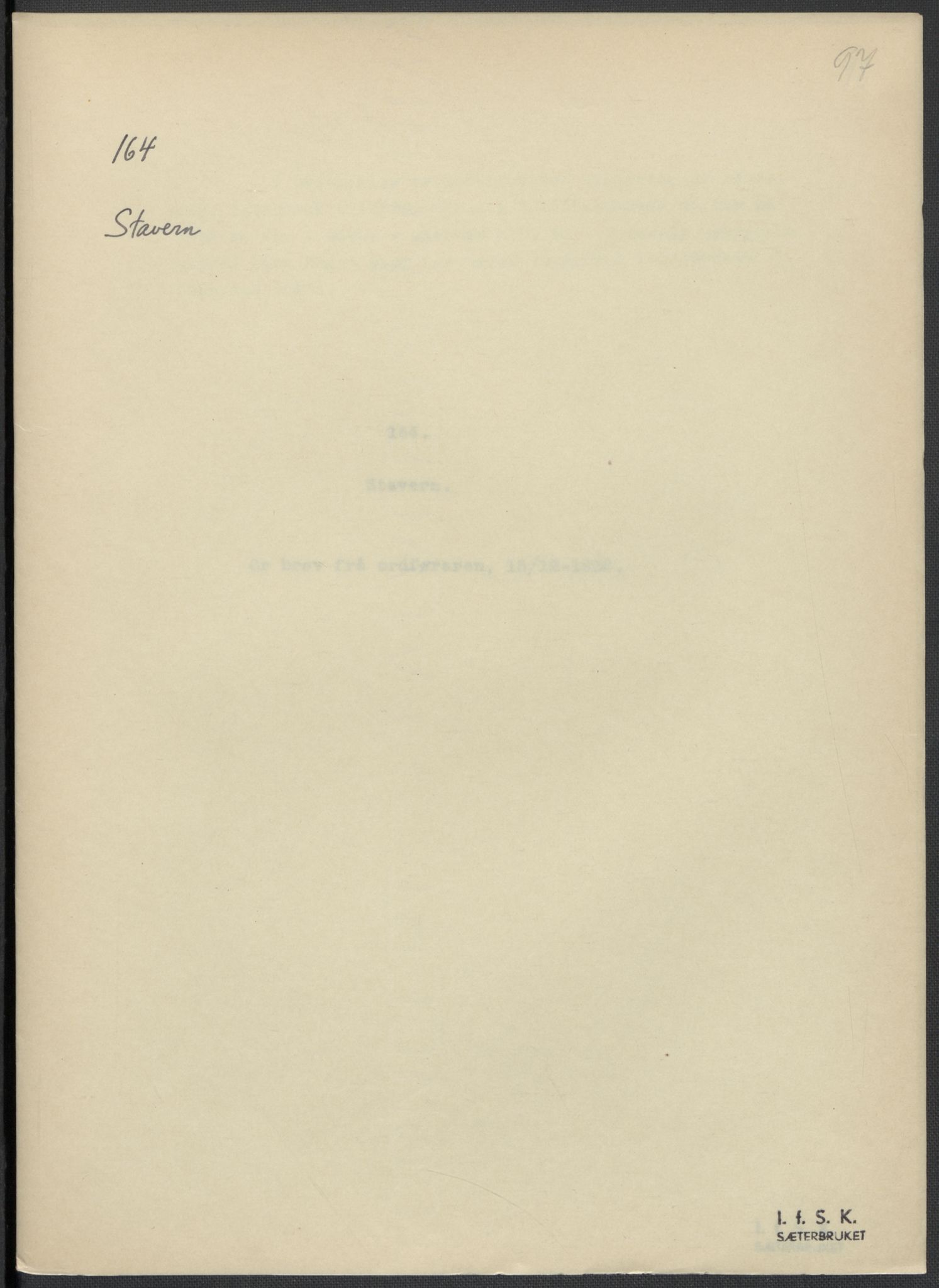 Instituttet for sammenlignende kulturforskning, AV/RA-PA-0424/F/Fc/L0006/0003: Eske B6: / Vestfold (perm XV), 1932-1935, p. 97