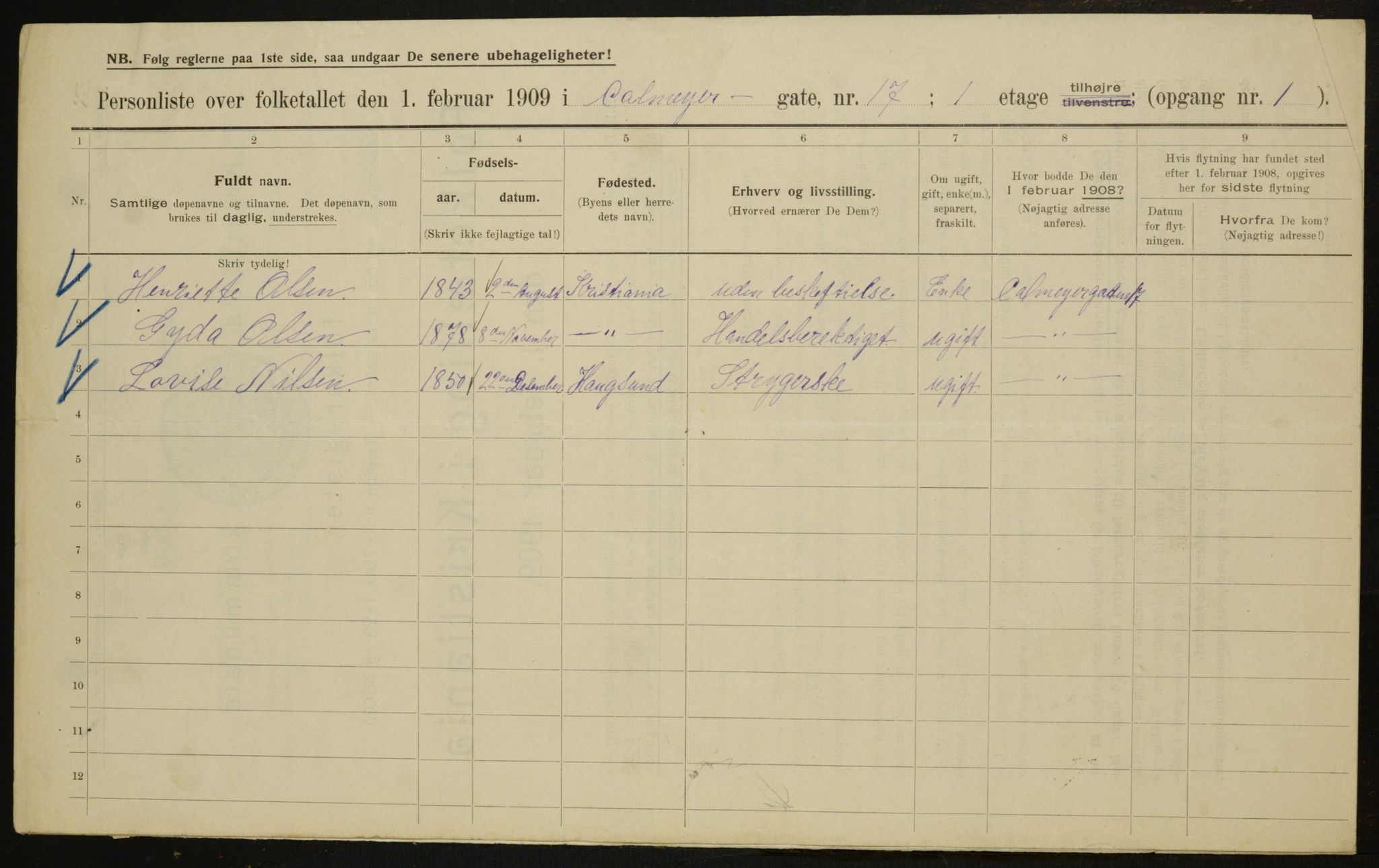 OBA, Municipal Census 1909 for Kristiania, 1909, p. 10392